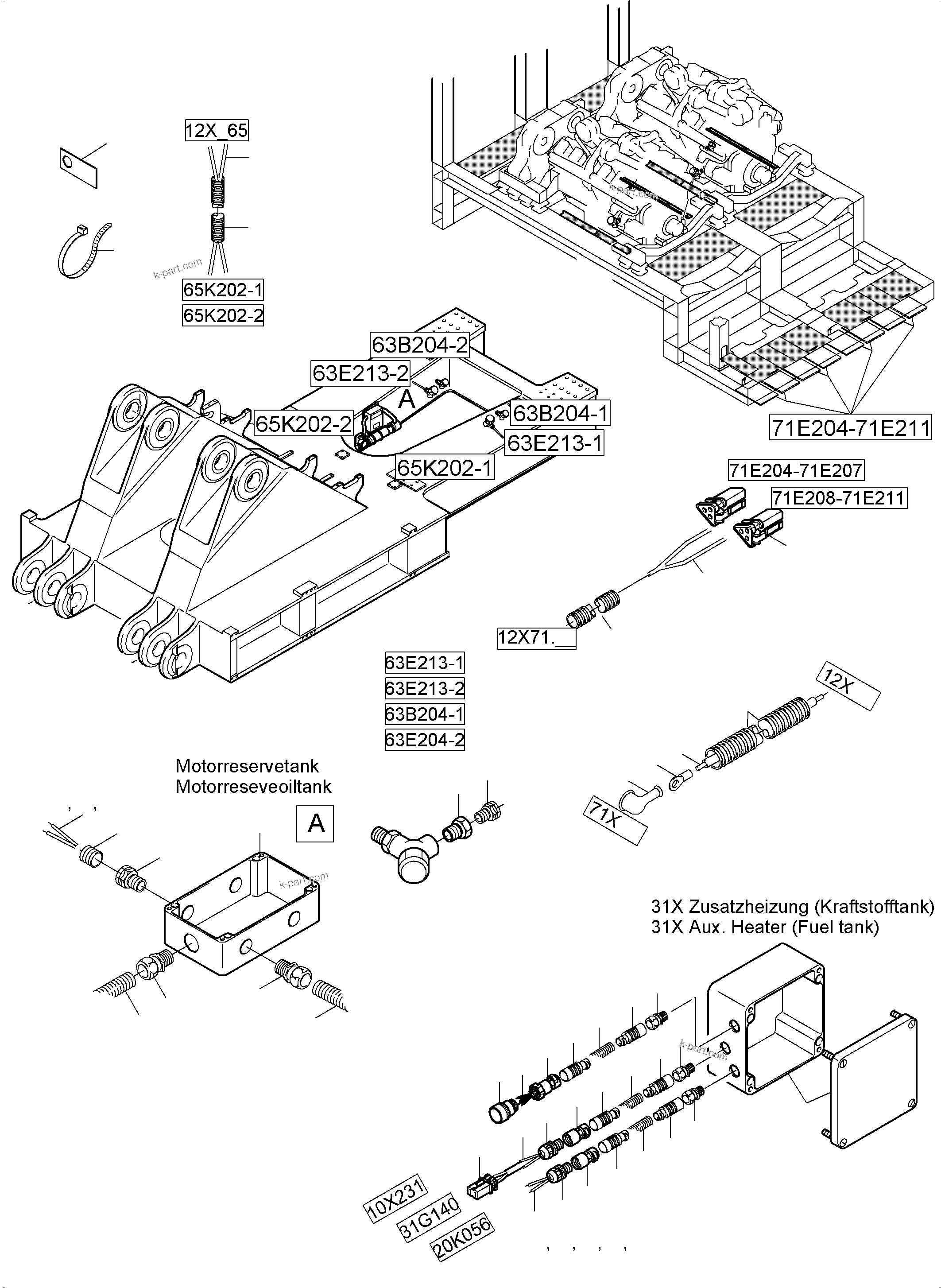 Komatsu parts book diagram for PC5500-6 S/N 15137: CABLES-TEMPERATURE CONDITIONING