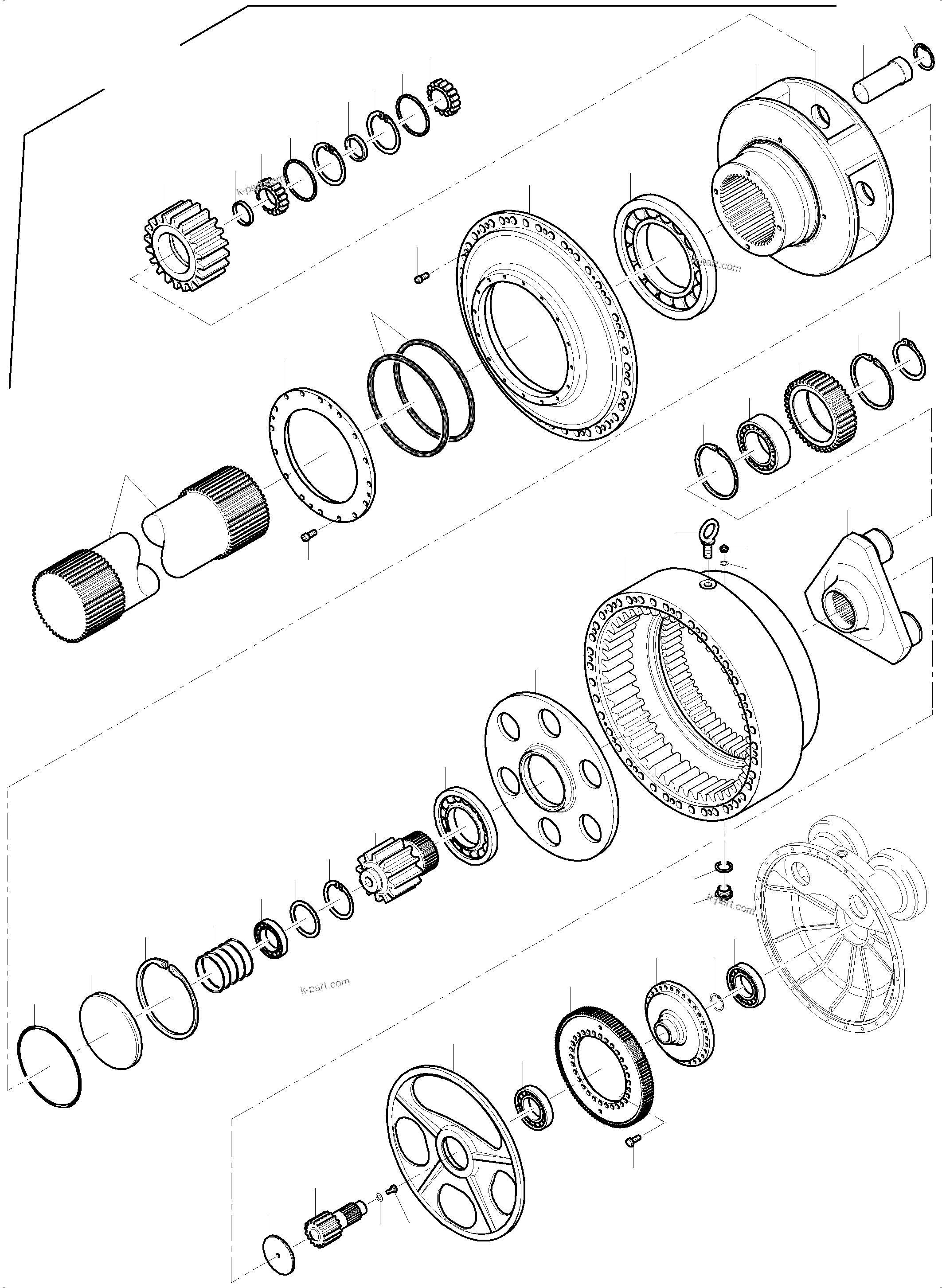 Komatsu parts book diagram for PC5500-6 S/N 15149: DRIVE GEAR BOX