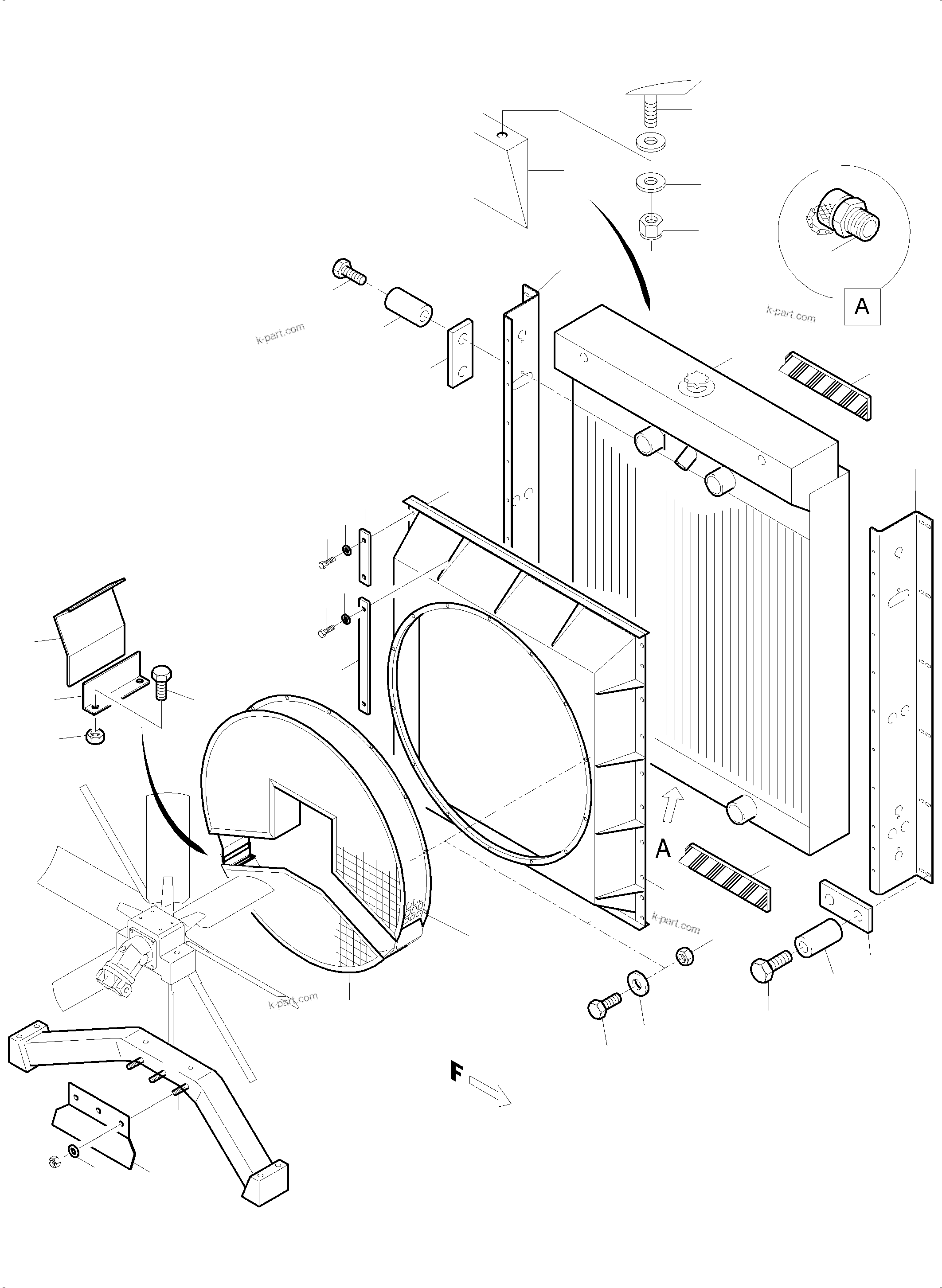 Komatsu parts book diagram for PC5500-6 S/N 15149: RADIATOR - MOUNTING