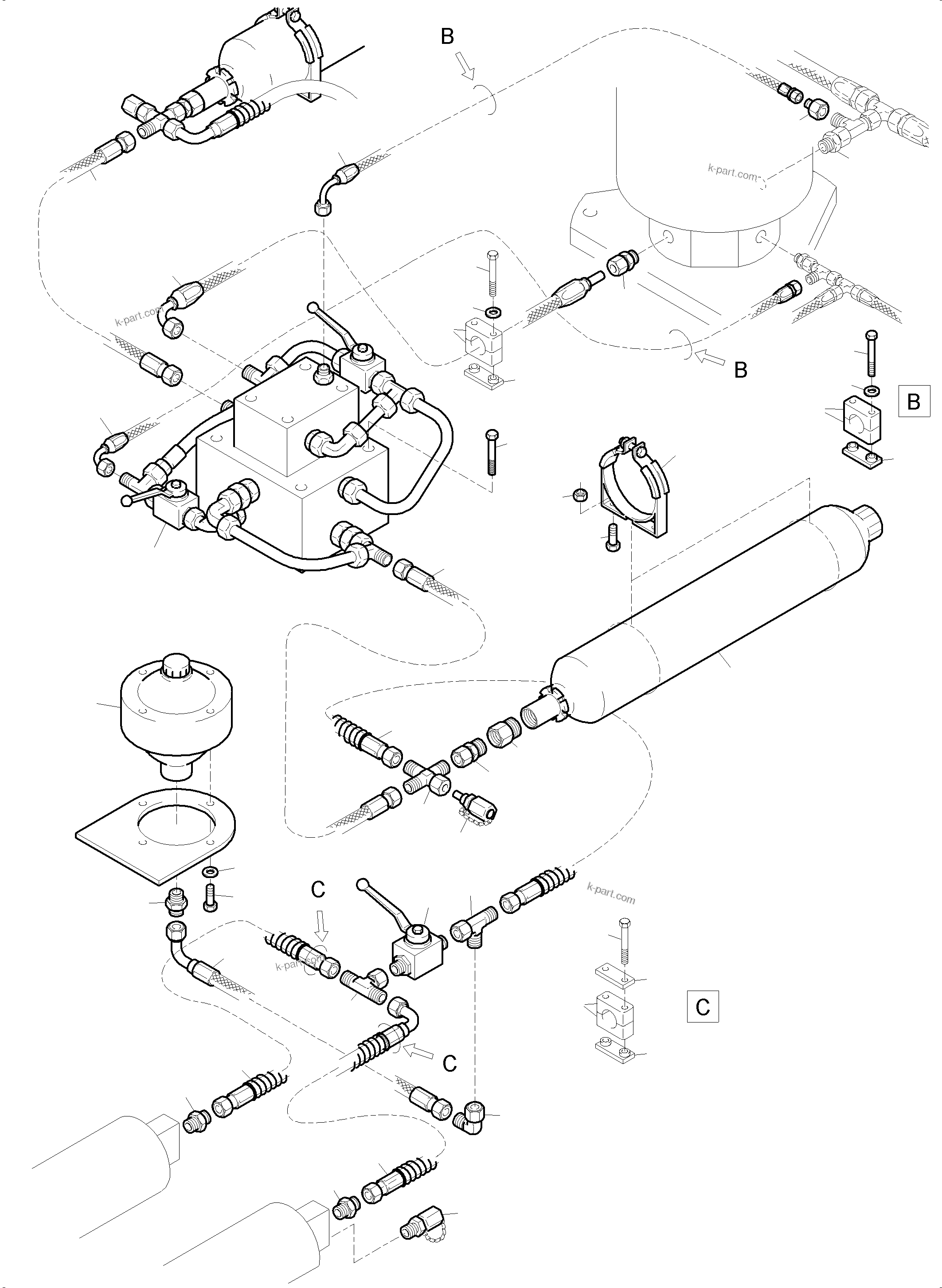 Komatsu parts book diagram for PC5500-6 S/N 15149: HYDRAULIC TRACK TENSIONING STANDARD