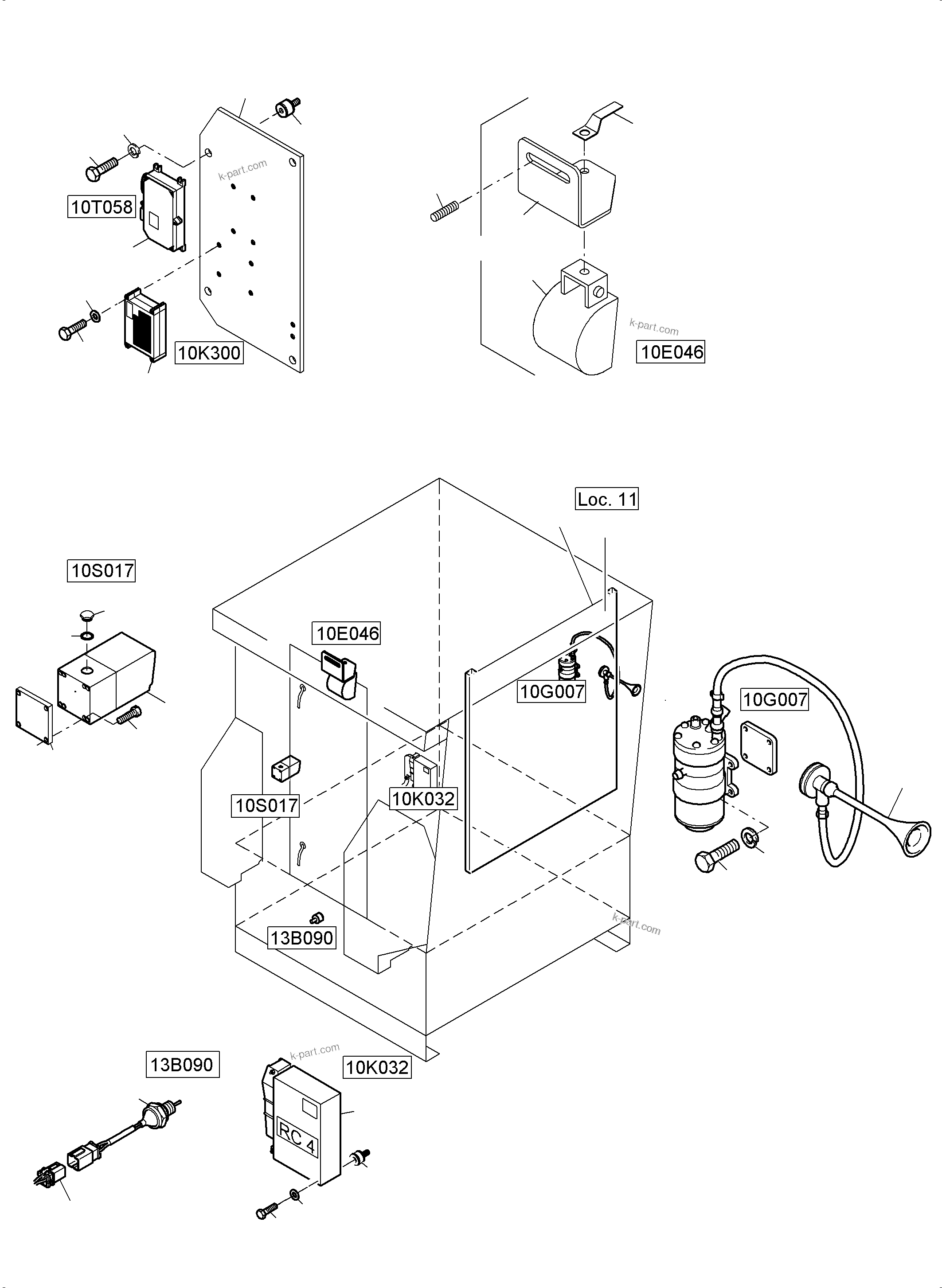 Komatsu parts book diagram for PC5500-6 S/N 15149: ELECTRIC - CAB SUPPORT AND INTERMEDIATE LANDING