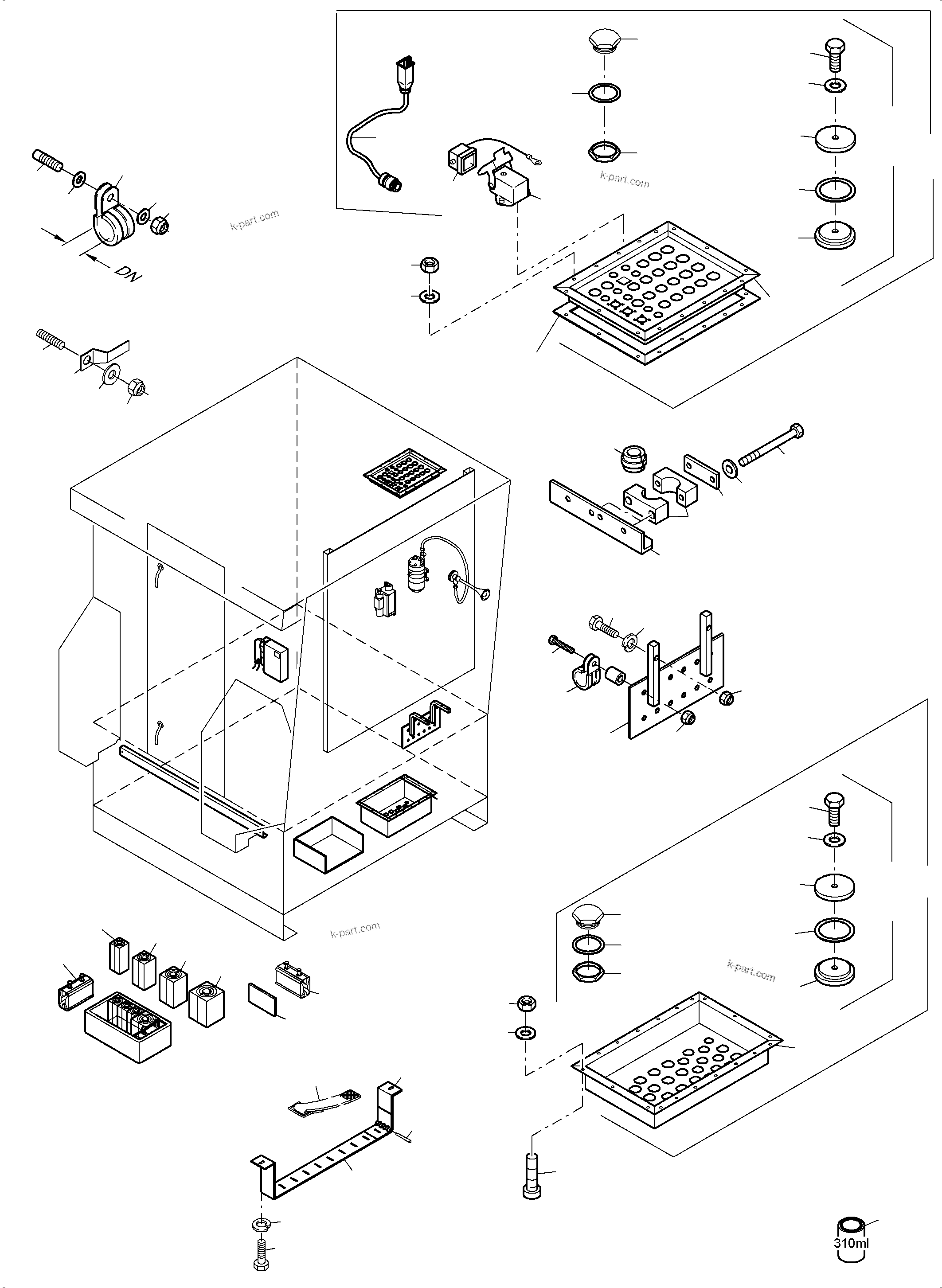 Komatsu parts book diagram for PC5500-6 S/N 15149: ELECTRIC - CAB SUPPORT AND INTERMEDIATE LANDING