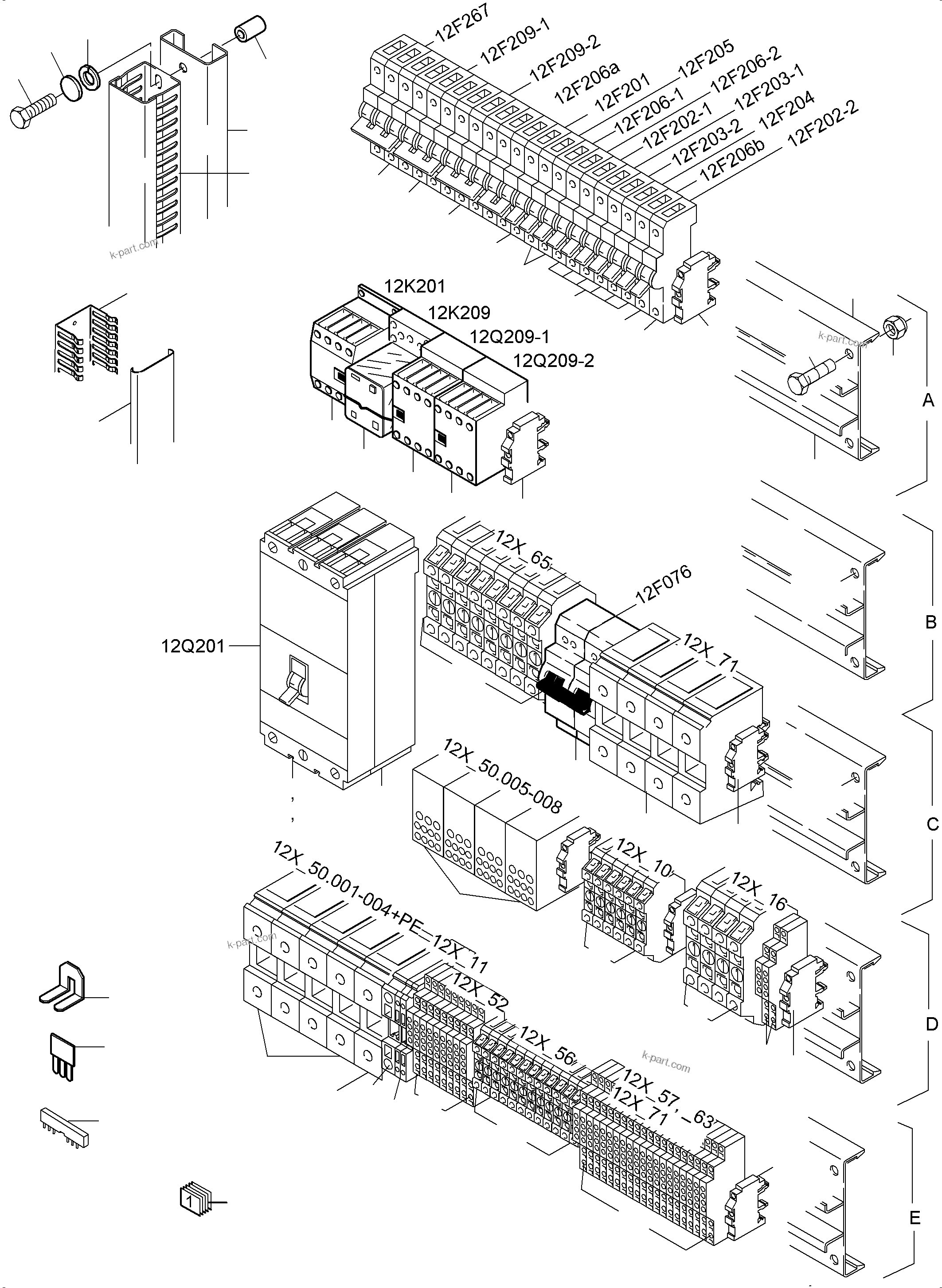 Komatsu parts book diagram for PC5500-6 S/N 15149: SWITCH FRAMING  1X1