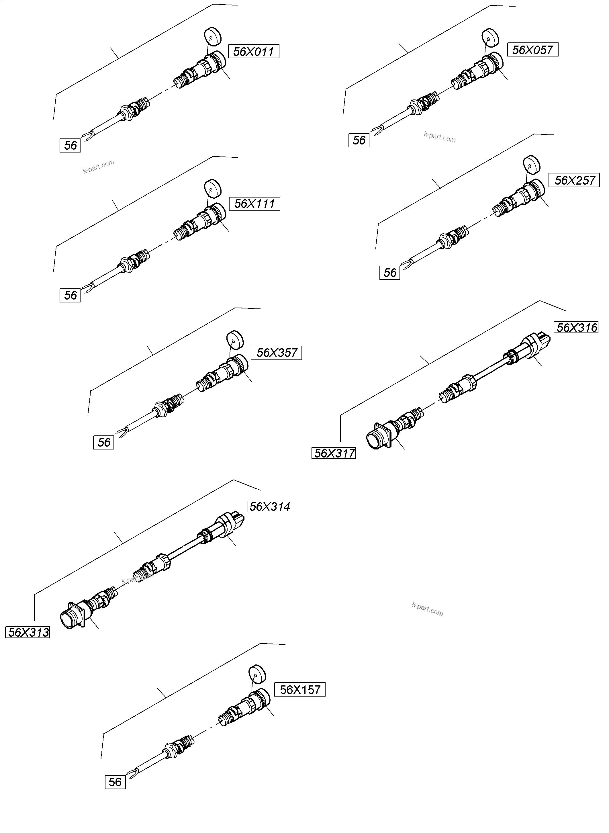 Komatsu parts book diagram for PC5500-6 S/N 15149: SWITCH CABINET LOCATION 56