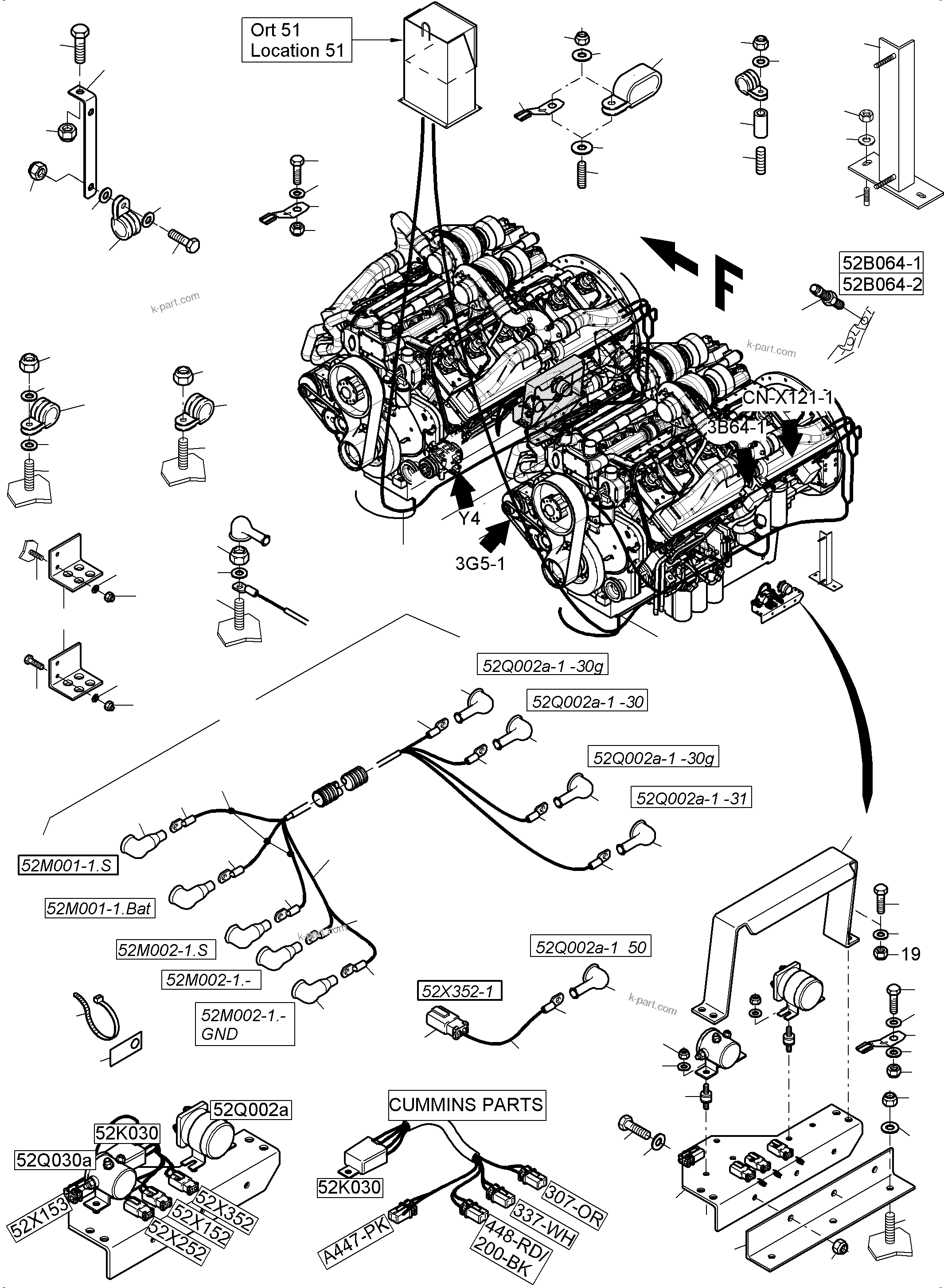 Komatsu parts book diagram for PC5500-6 S/N 15149: CABLES - ENGINE AND TRANSMITTER