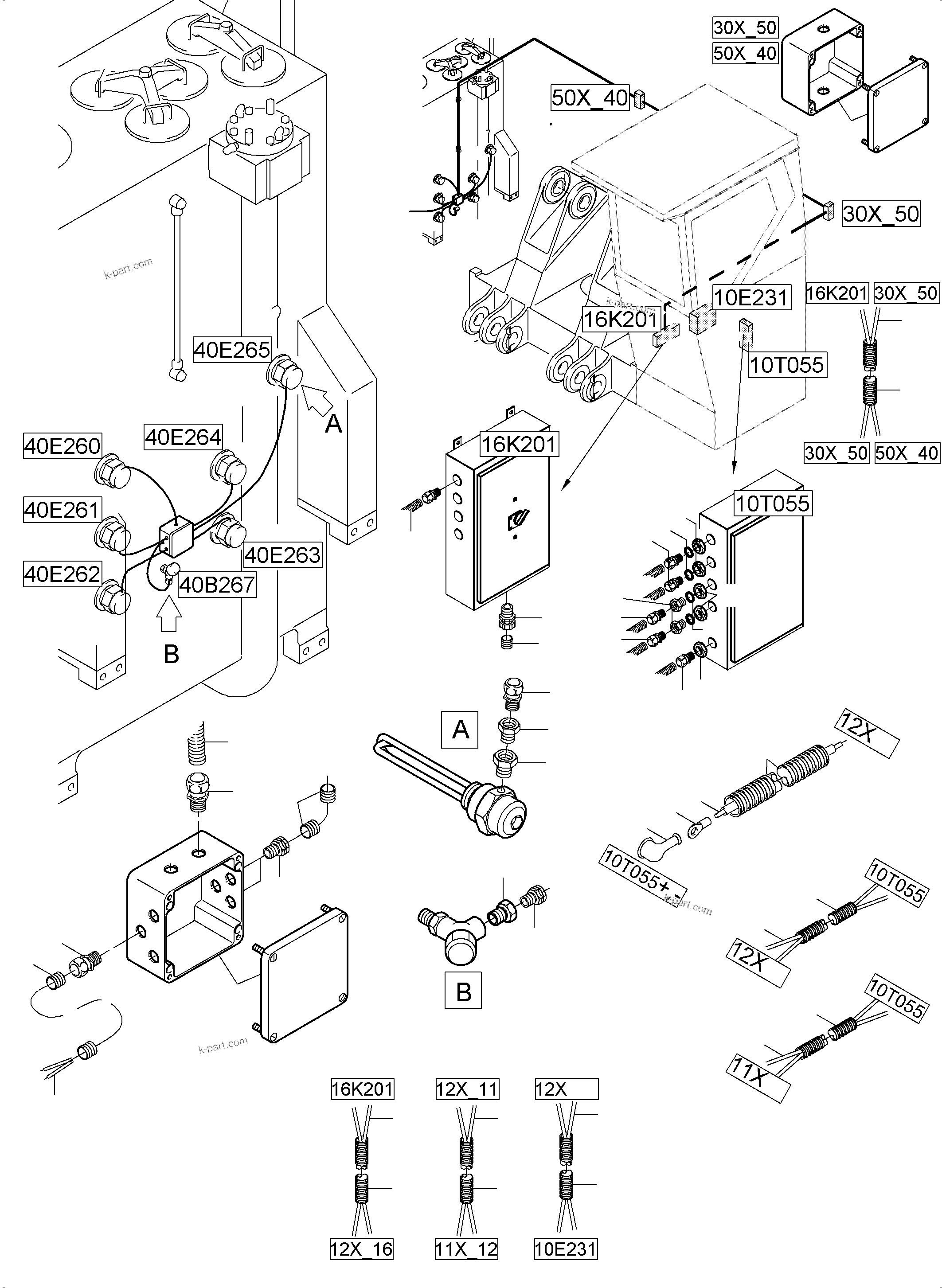 Komatsu parts book diagram for PC5500-6 S/N 15149: CABLES-TEMPERATURE CONDITIONING