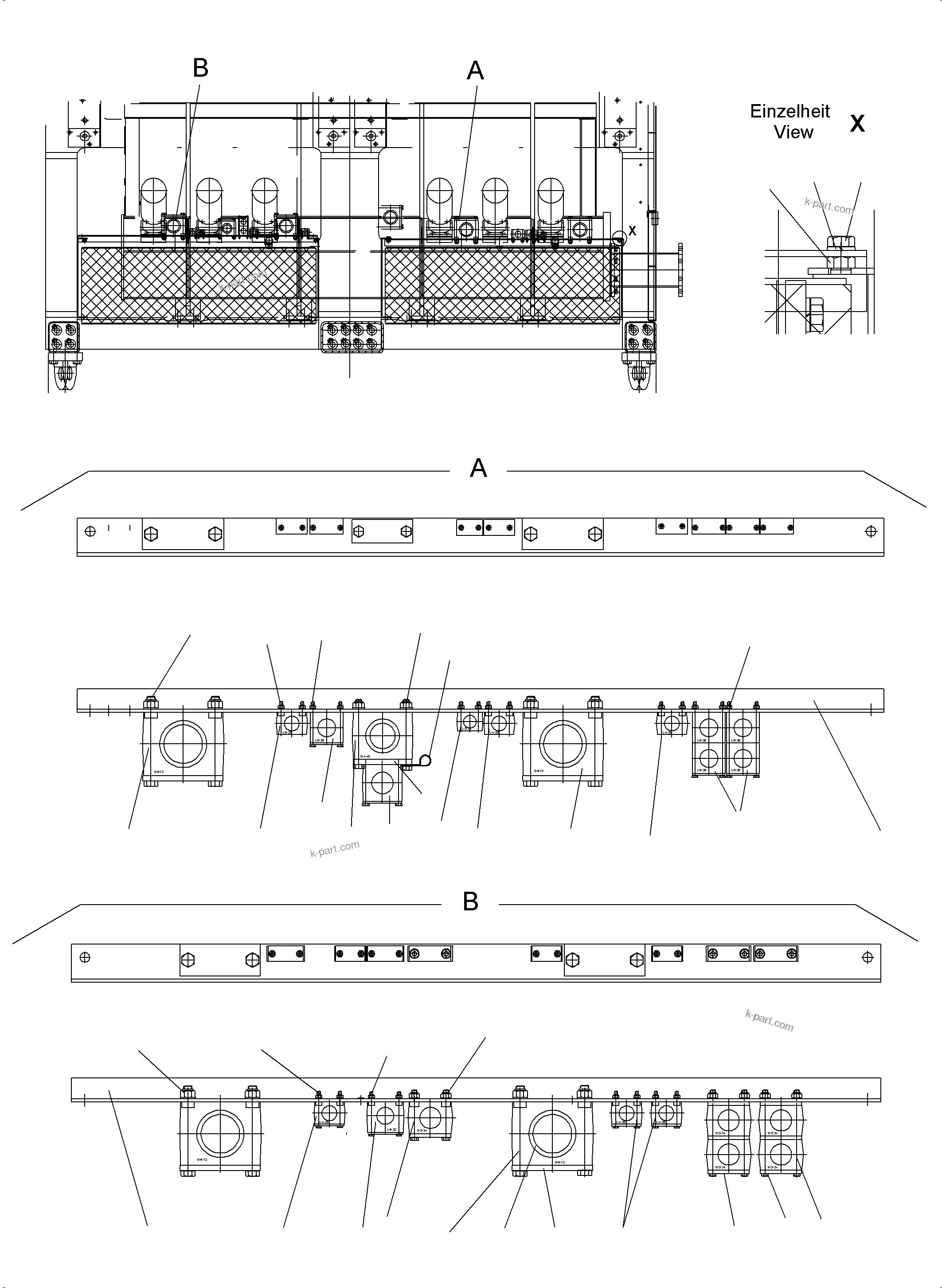 Komatsu parts book diagram for PC5500-6 S/N 15149: HOSE CLAMP ASSY PDG