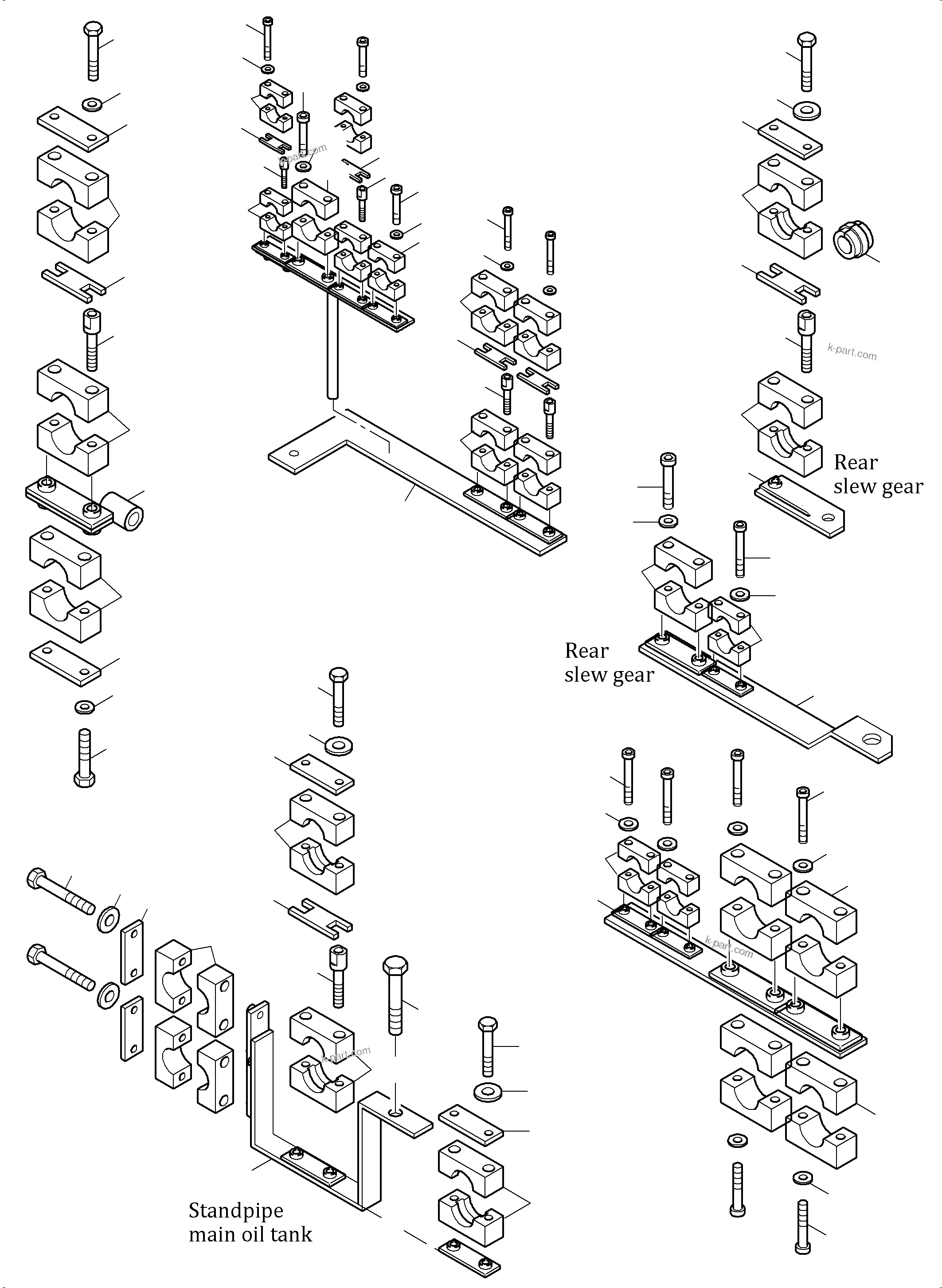 Komatsu parts book diagram for PC5500-6 S/N 15149: HOSE CLAMP ASSY PDG