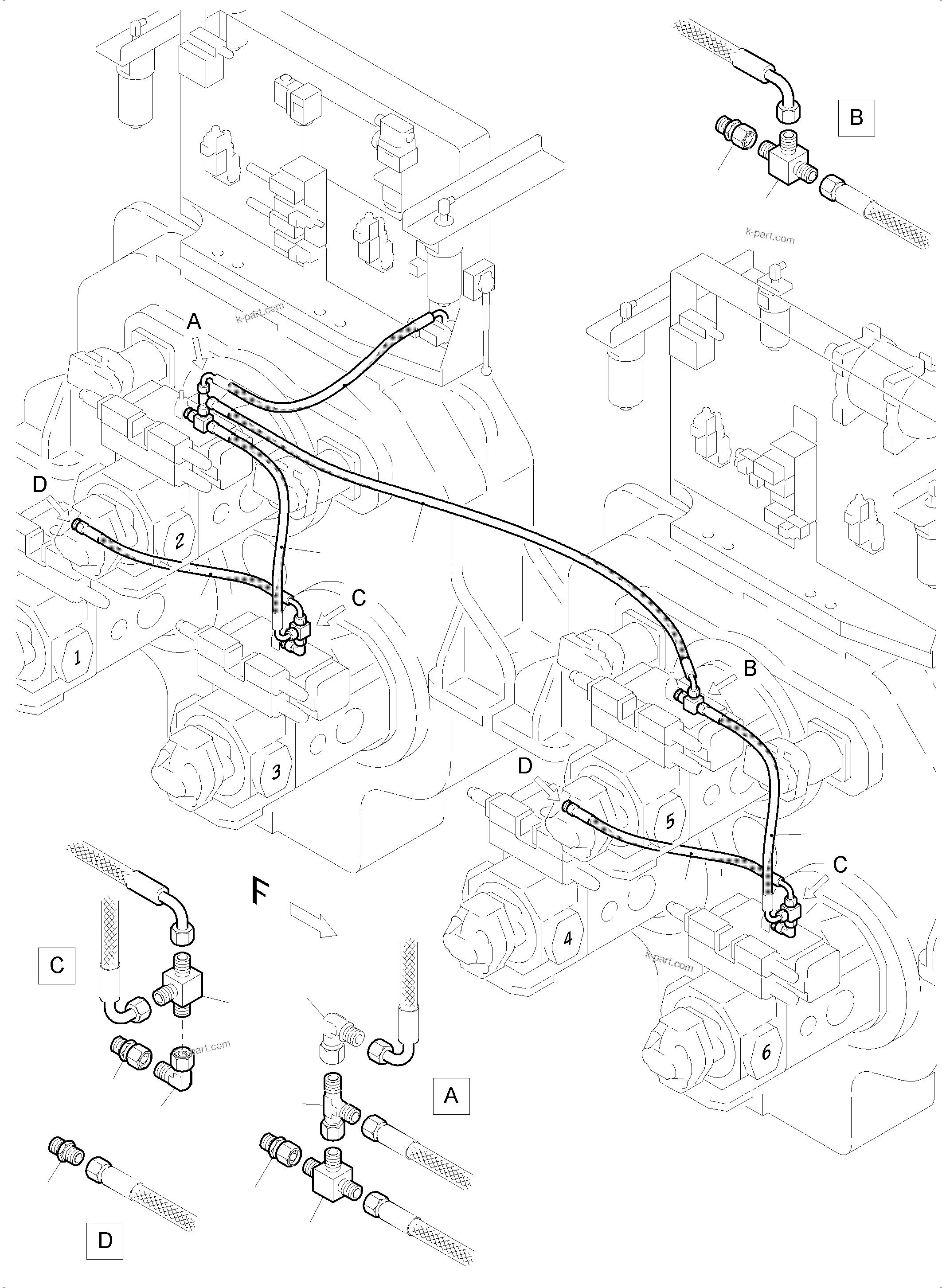 Komatsu parts book diagram for PC5500-6 S/N 15153: MAIN PUMP CONTROL