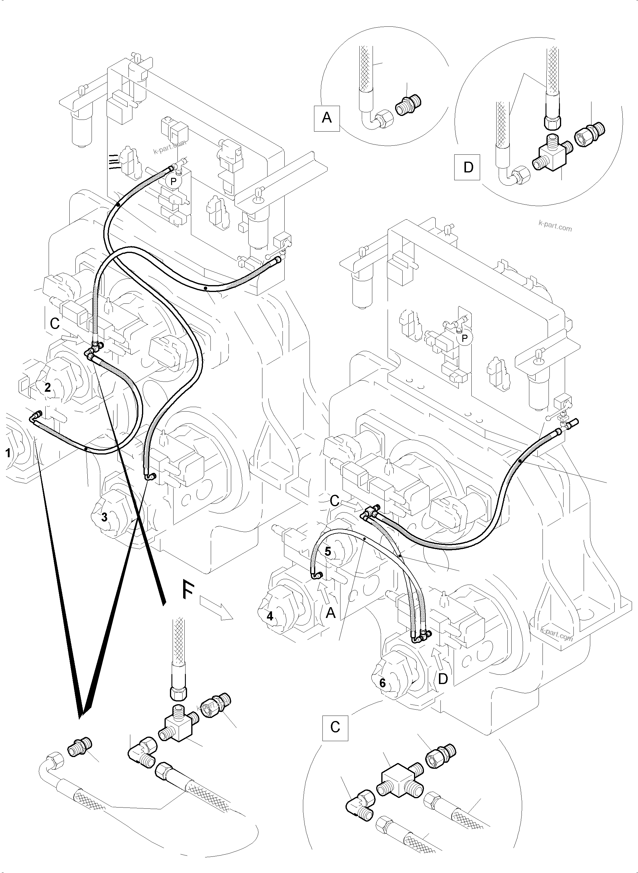 Komatsu parts book diagram for PC5500-6 S/N 15153: MAIN PUMP CONTROL