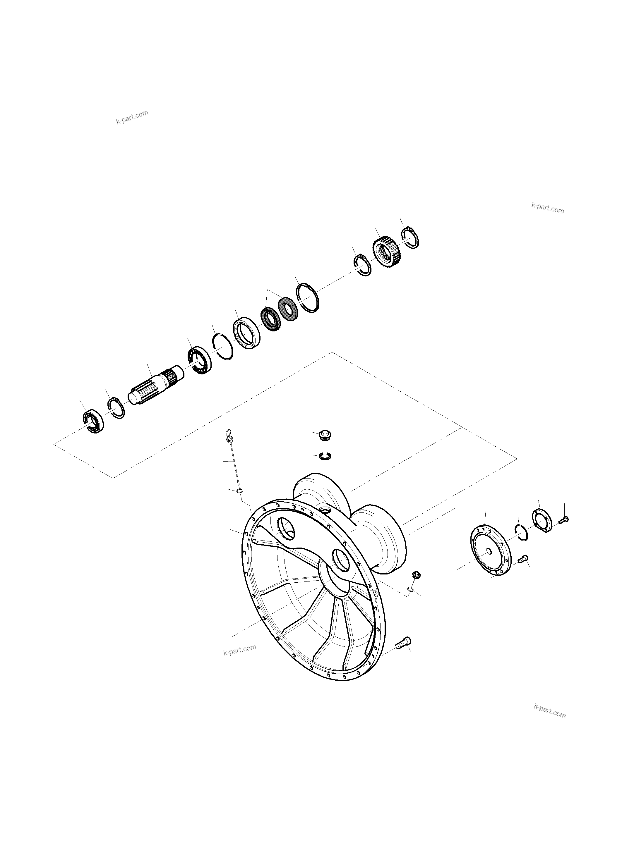 Komatsu parts book diagram for PC5500-6 S/N 15153: DRIVE GEAR BOX