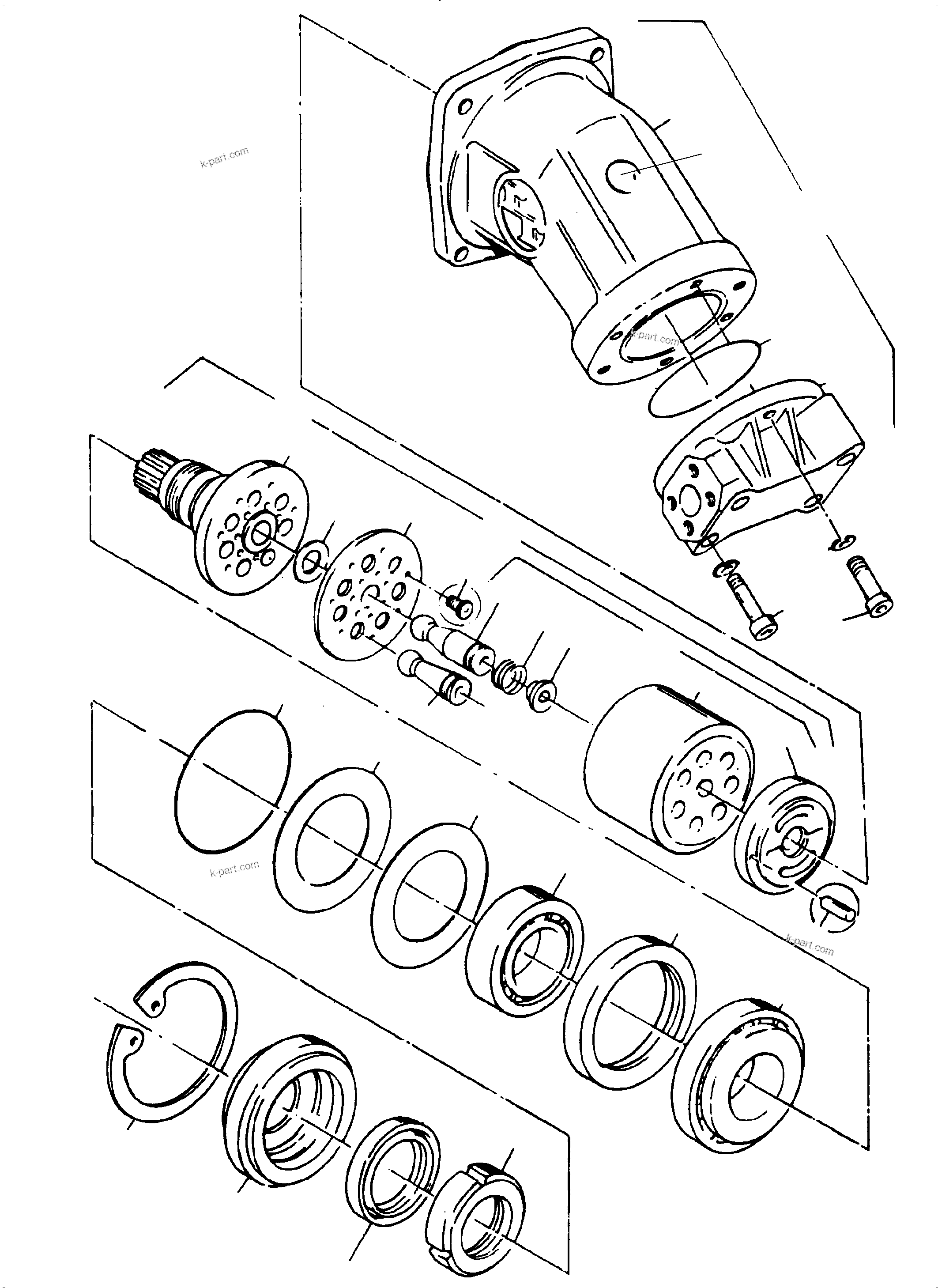 Komatsu parts book diagram for PC5500-6 S/N 15153: HYDRAULIC-MOTOR