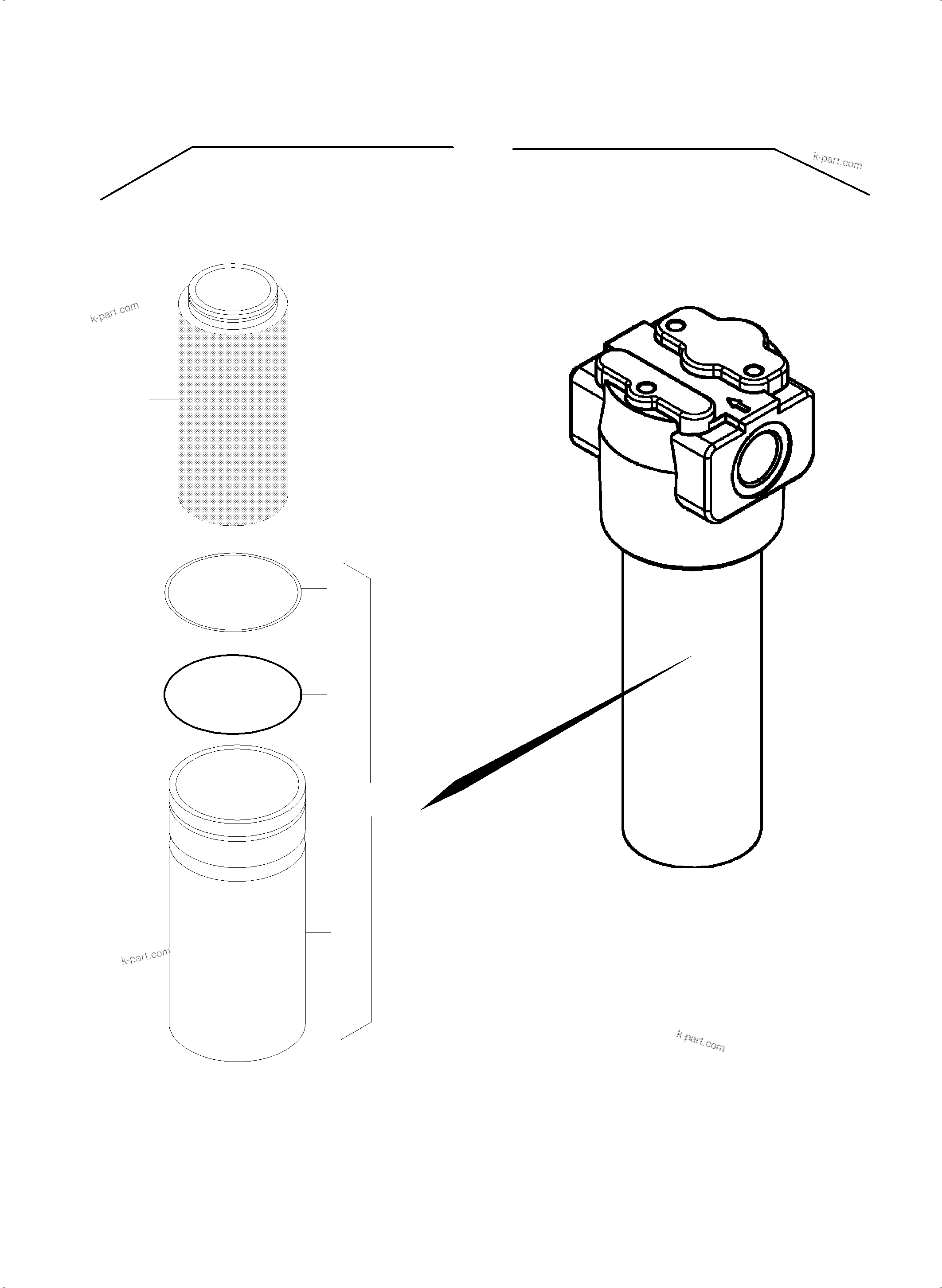 Komatsu parts book diagram for PC5500-6 S/N 15153: HYDRAULIC FILTER