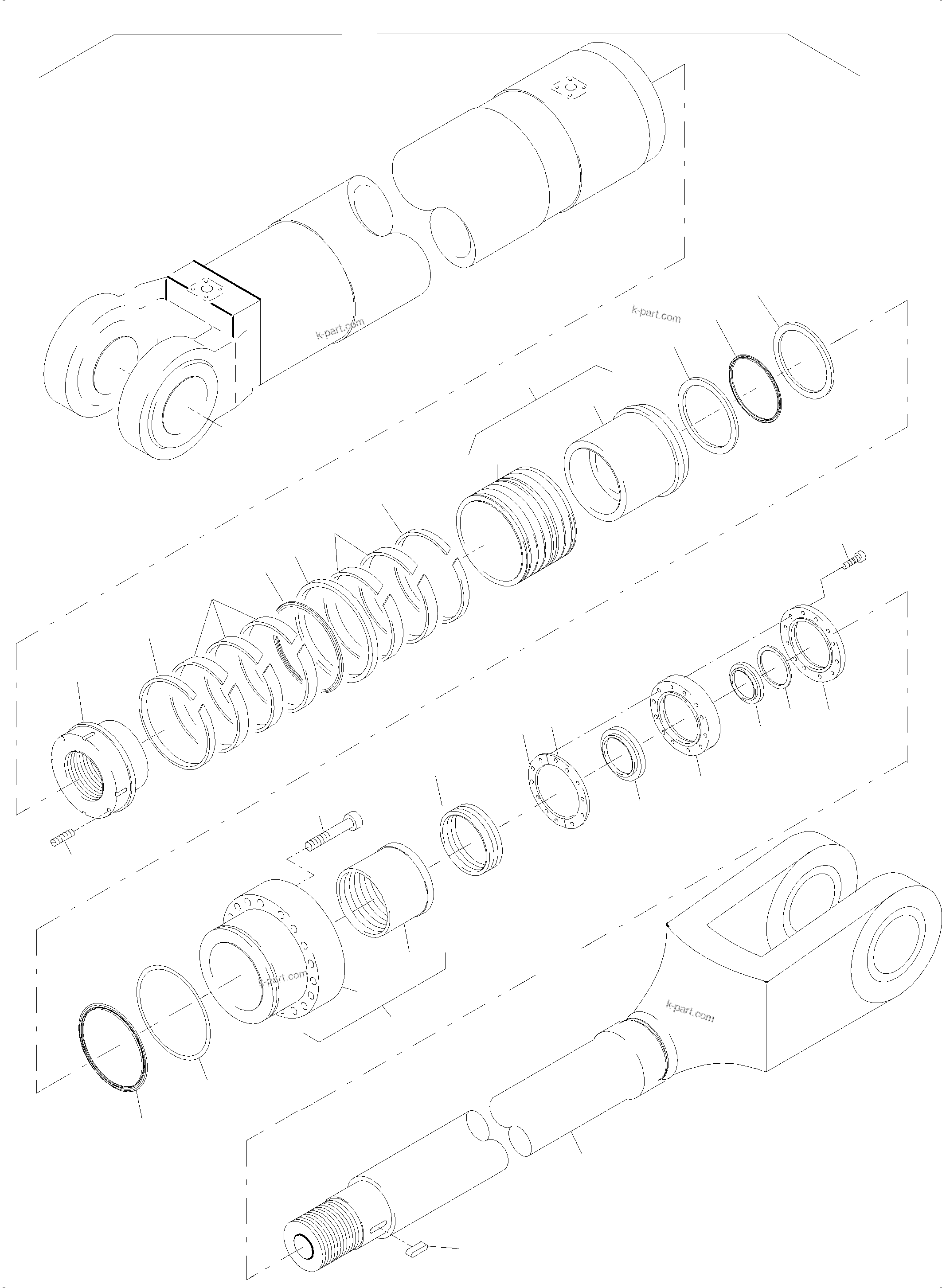 Komatsu parts book diagram for PC5500-6 S/N 15153: HYDRAULIC CYLINDER COLD WEATHER DESIGN