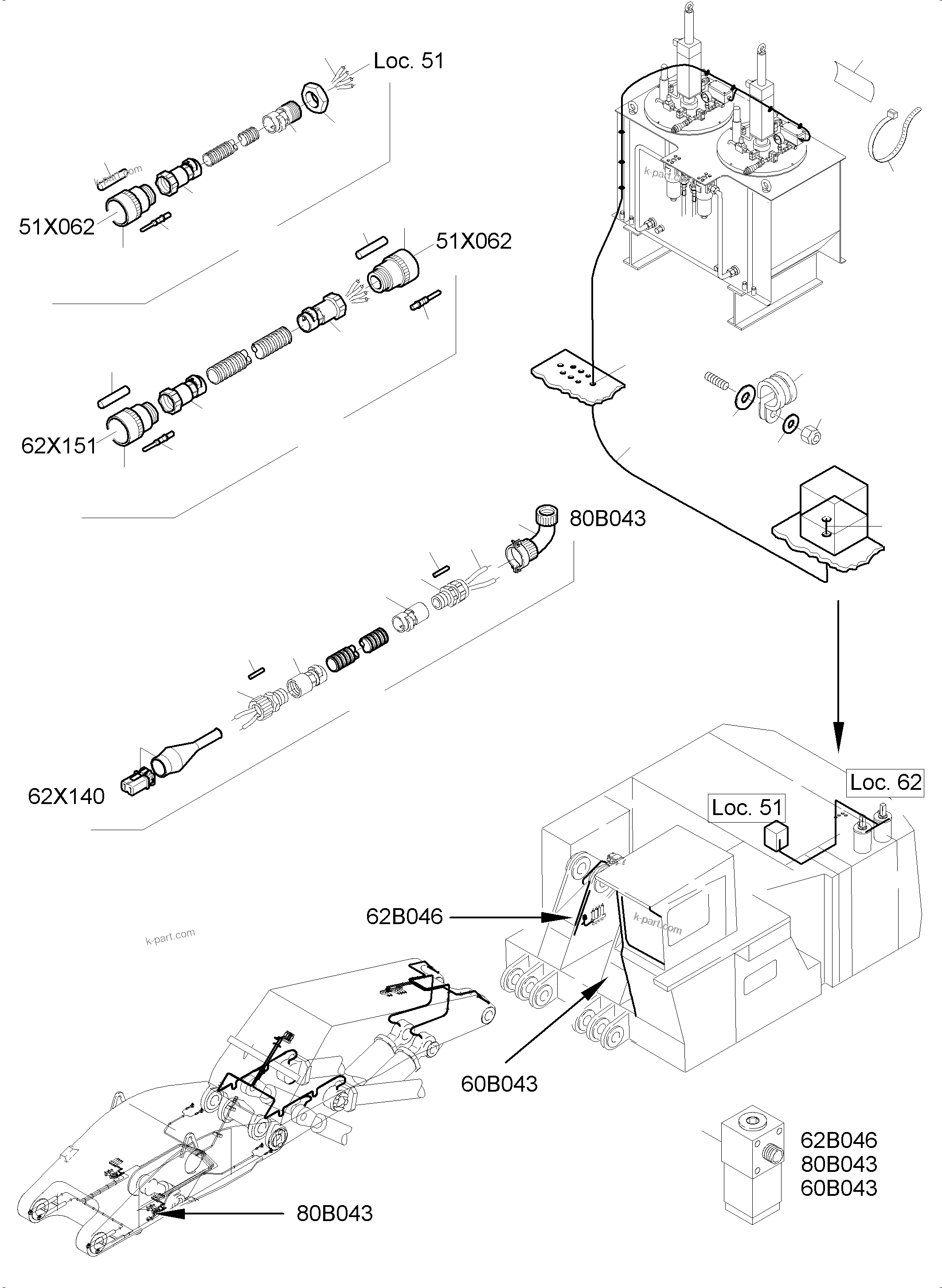Komatsu parts book diagram for PC5500-6 S/N 15153: ELECTR. PARTS 2 AND 3 BARREL LUBRICATION