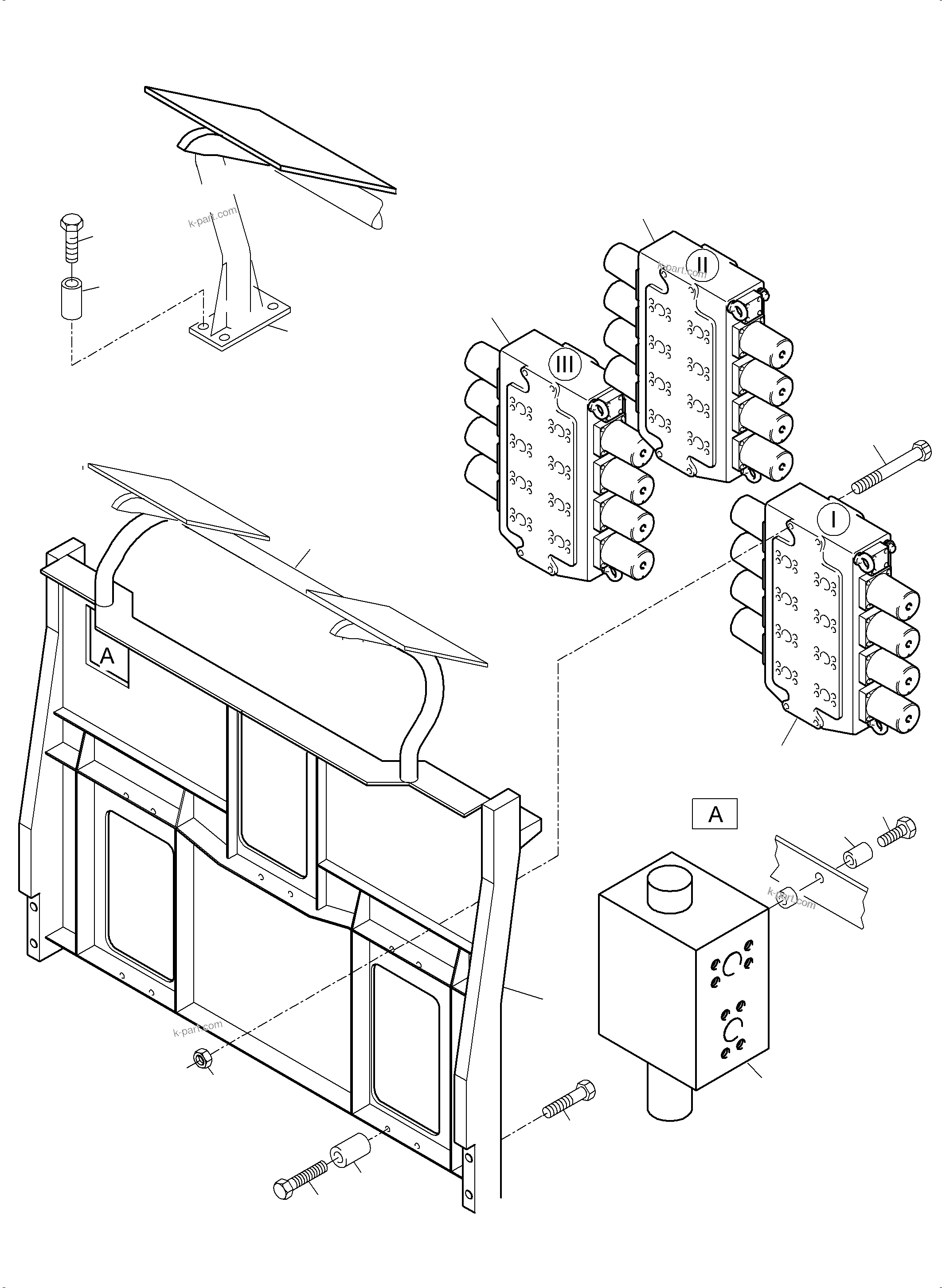 Komatsu parts book diagram for PC5500-6 S/N 15153: SUPPORT, CONTROL UNIT, BCE