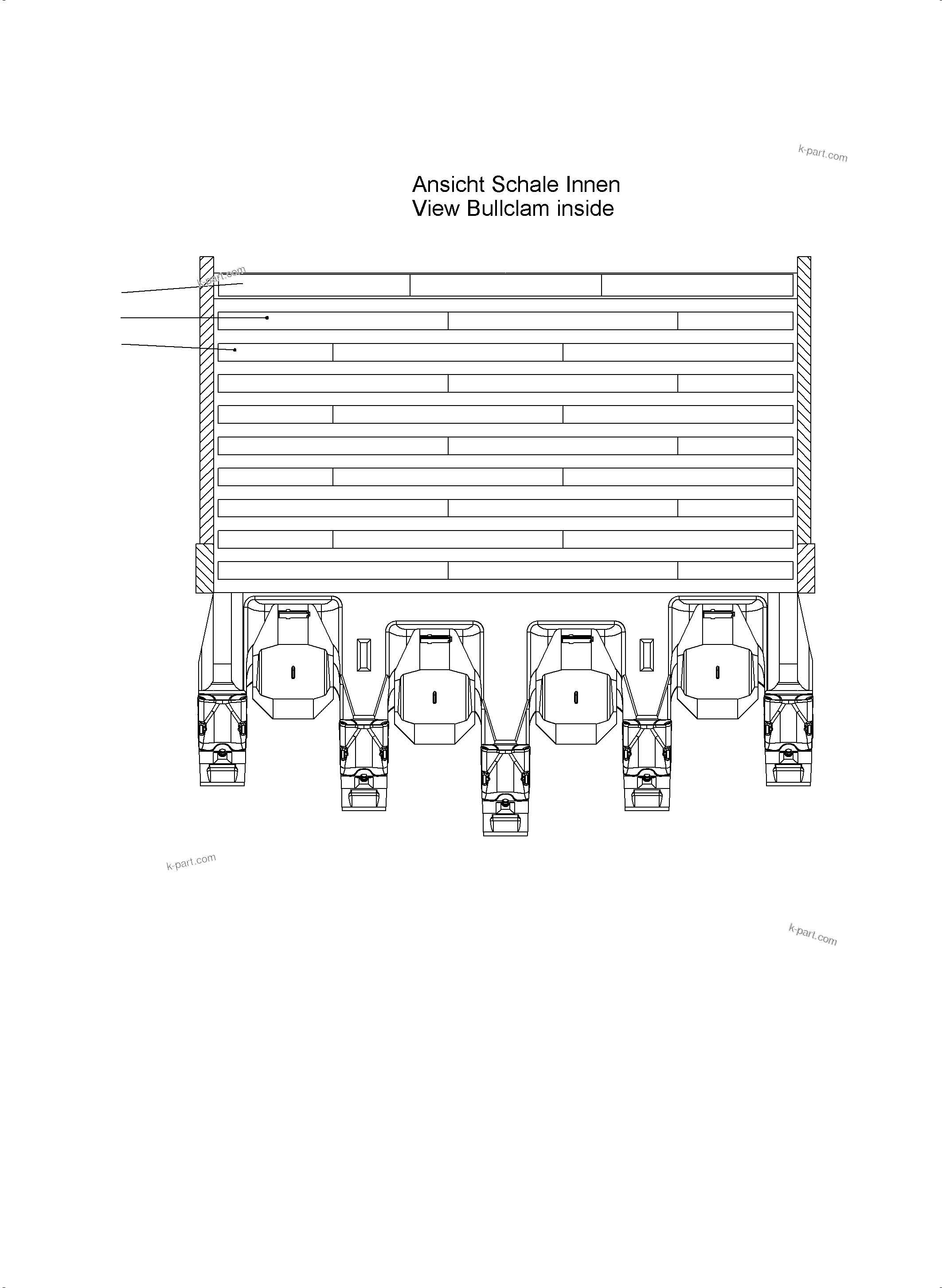 Komatsu parts book diagram for PC5500-6 S/N 15153: WEAR PACKAGE BACK PANEL AND BULLCLAM 29 CBM WP 3