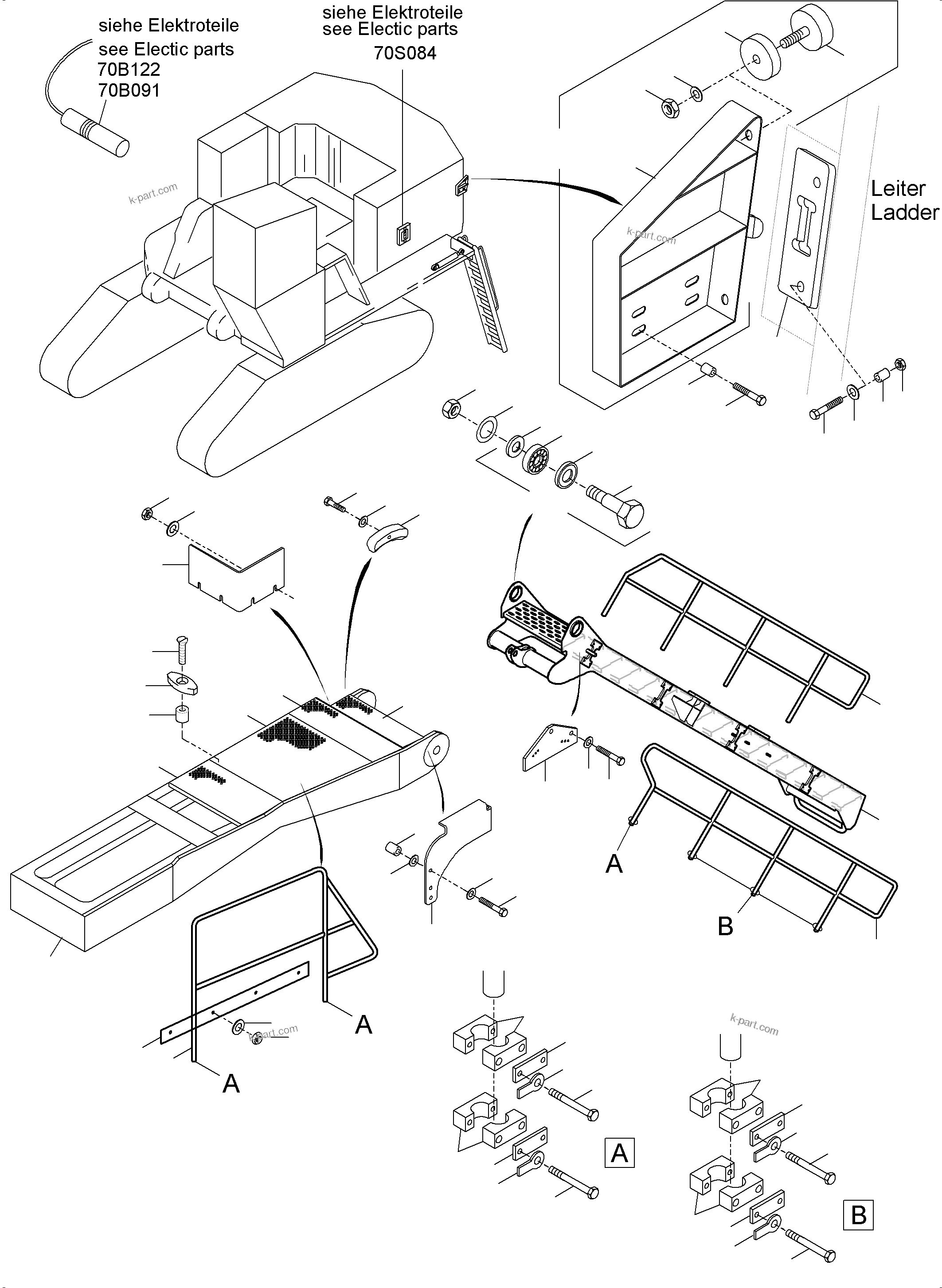 Komatsu parts book diagram for PC5500-6 S/N 15153: LADDER HYDRAULIC