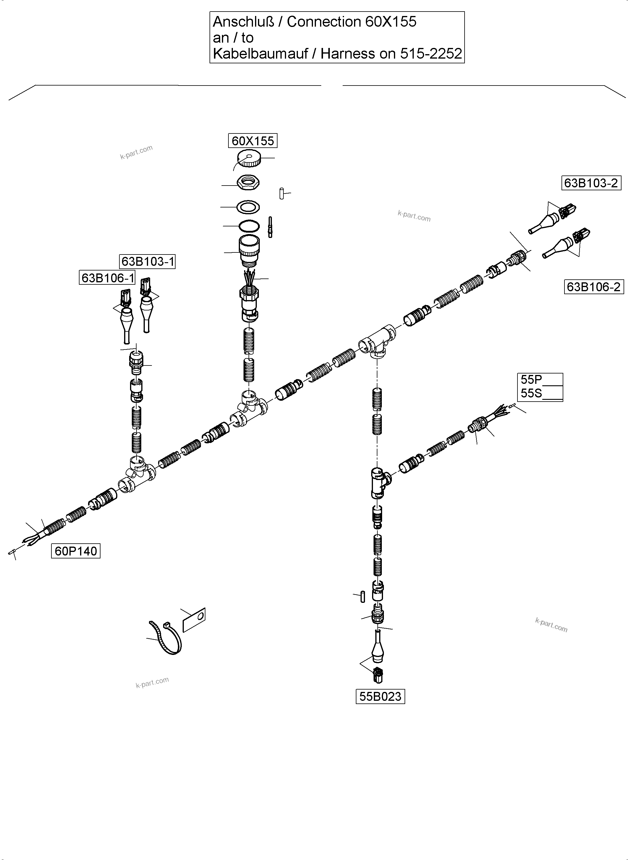 Komatsu parts book diagram for PC5500-6 S/N 15153: ELECTRO PARTS REFUELING, WITHOUT OR WITH SERVICE ARM