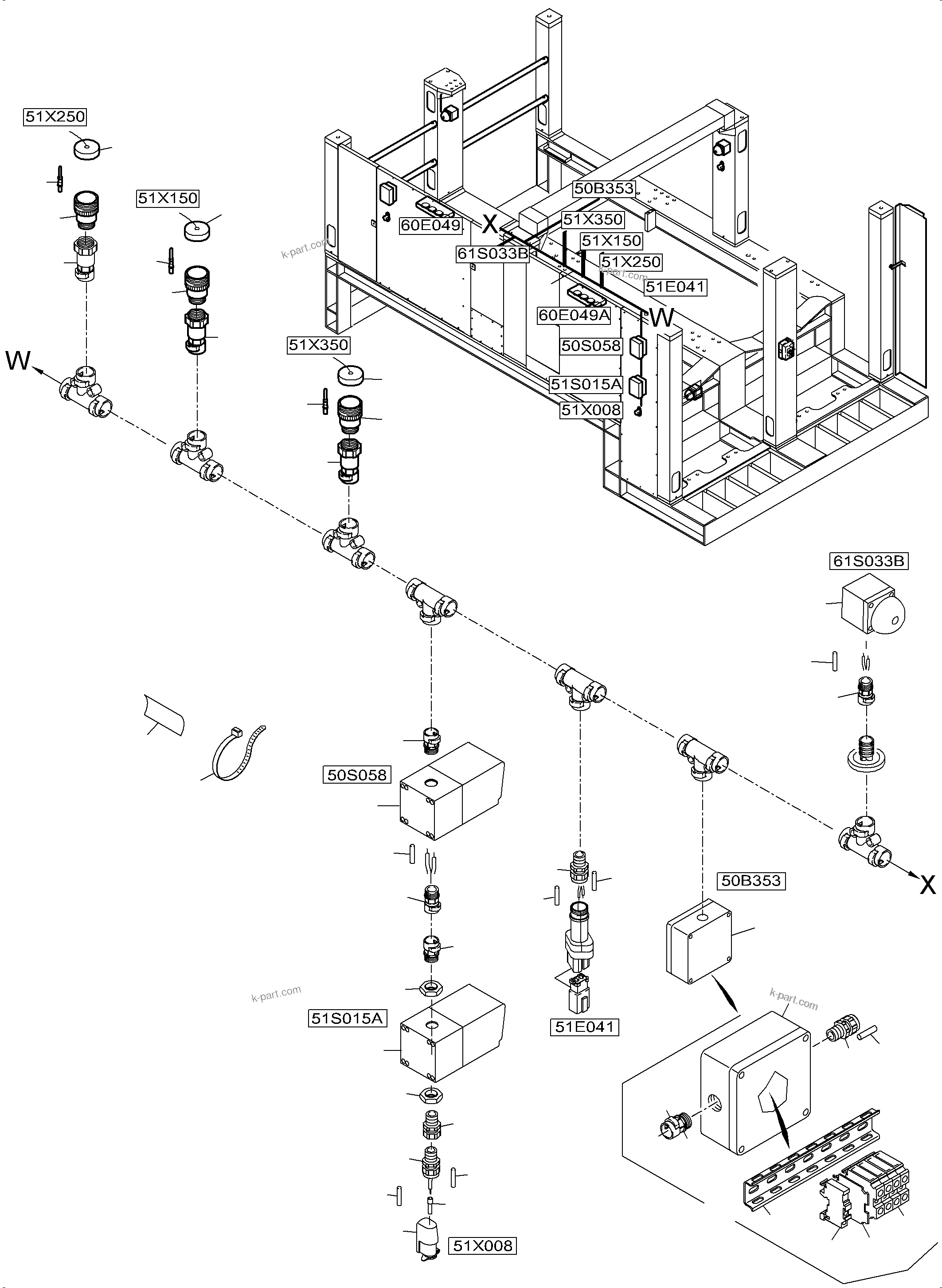 Komatsu parts book diagram for PC5500-6 S/N 15153: MACHINERY HOUSE ELECTRIC - ROOF AND DRIVE FRAME