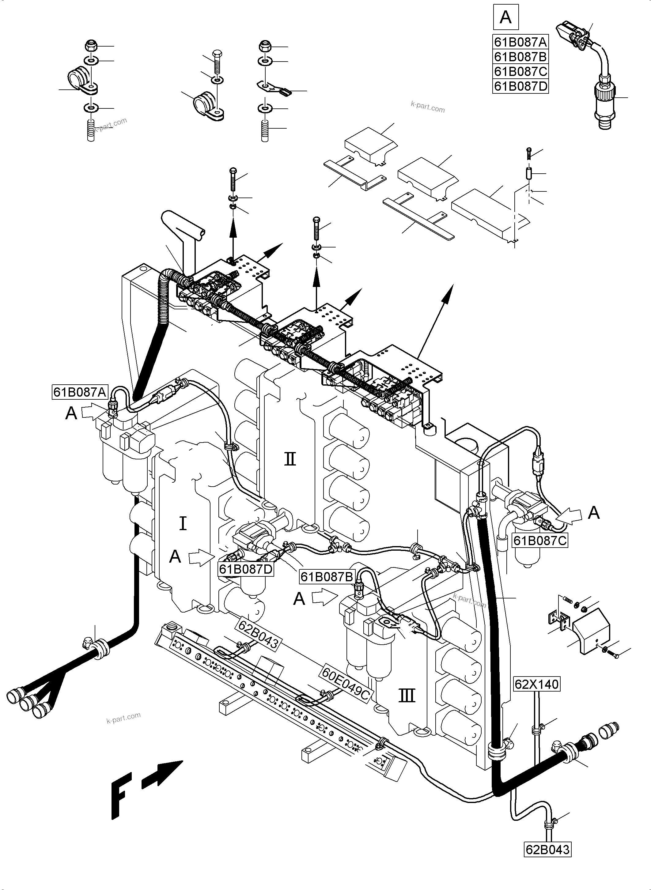 Komatsu parts book diagram for PC5500-6 S/N 15153: CONTROL BLOCKS - H.P.-FILTER - LOCATION 61