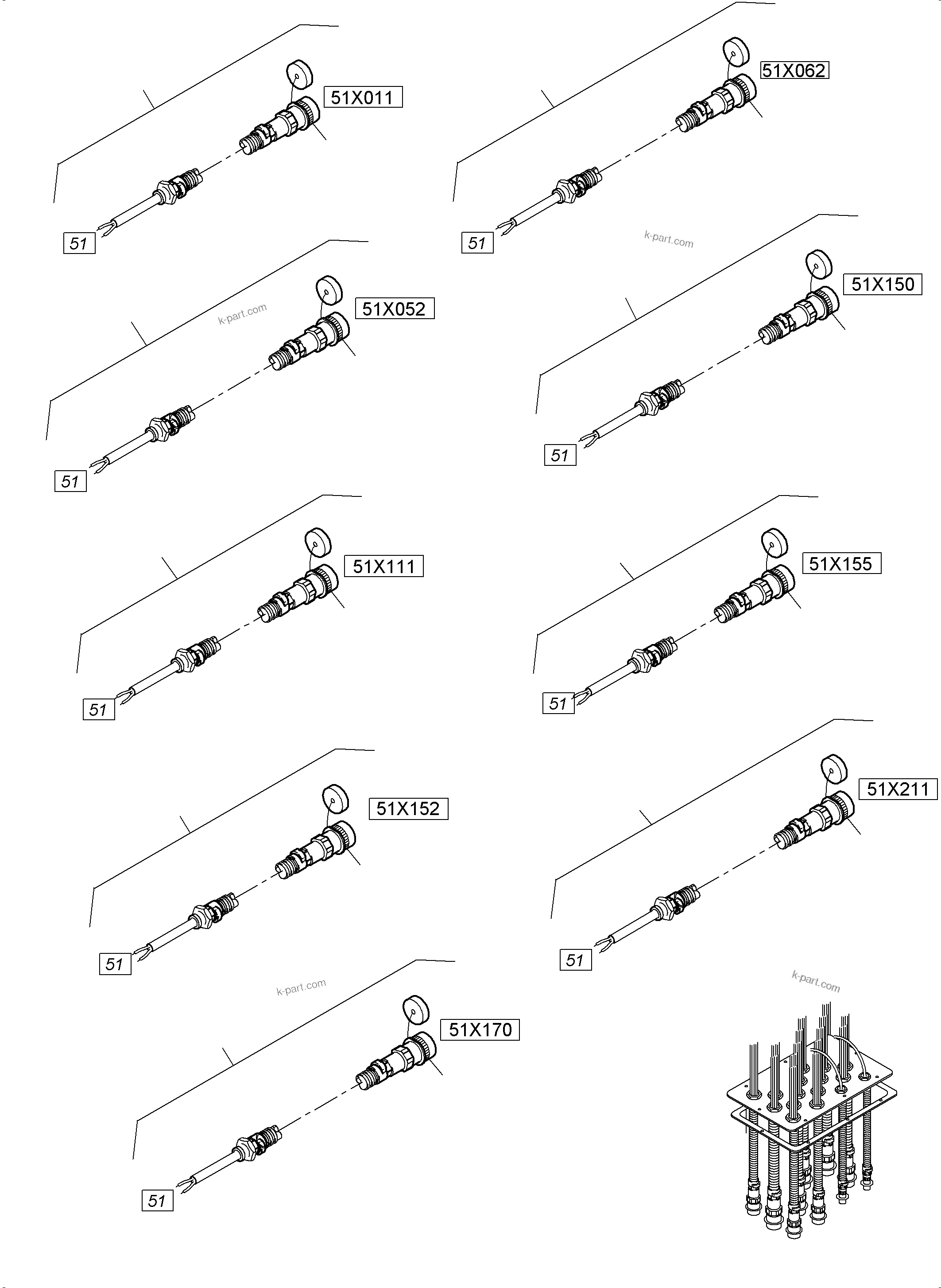 Komatsu parts book diagram for PC5500-6 S/N 15153: SWITCH CABINET LOCATION 51