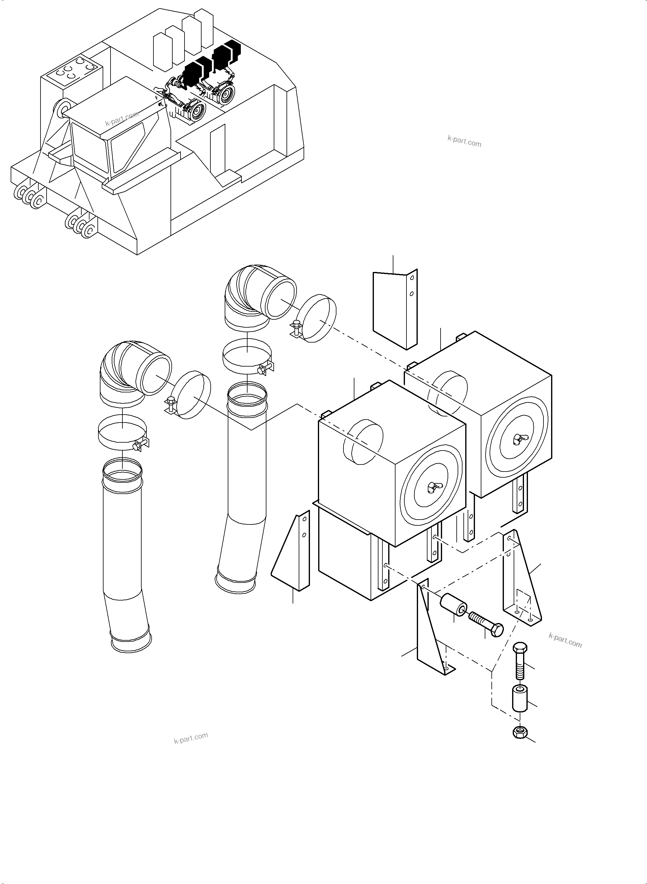 Komatsu parts book diagram for PC5500-6 S/N 15164: AIR CLEANER MOUNTING