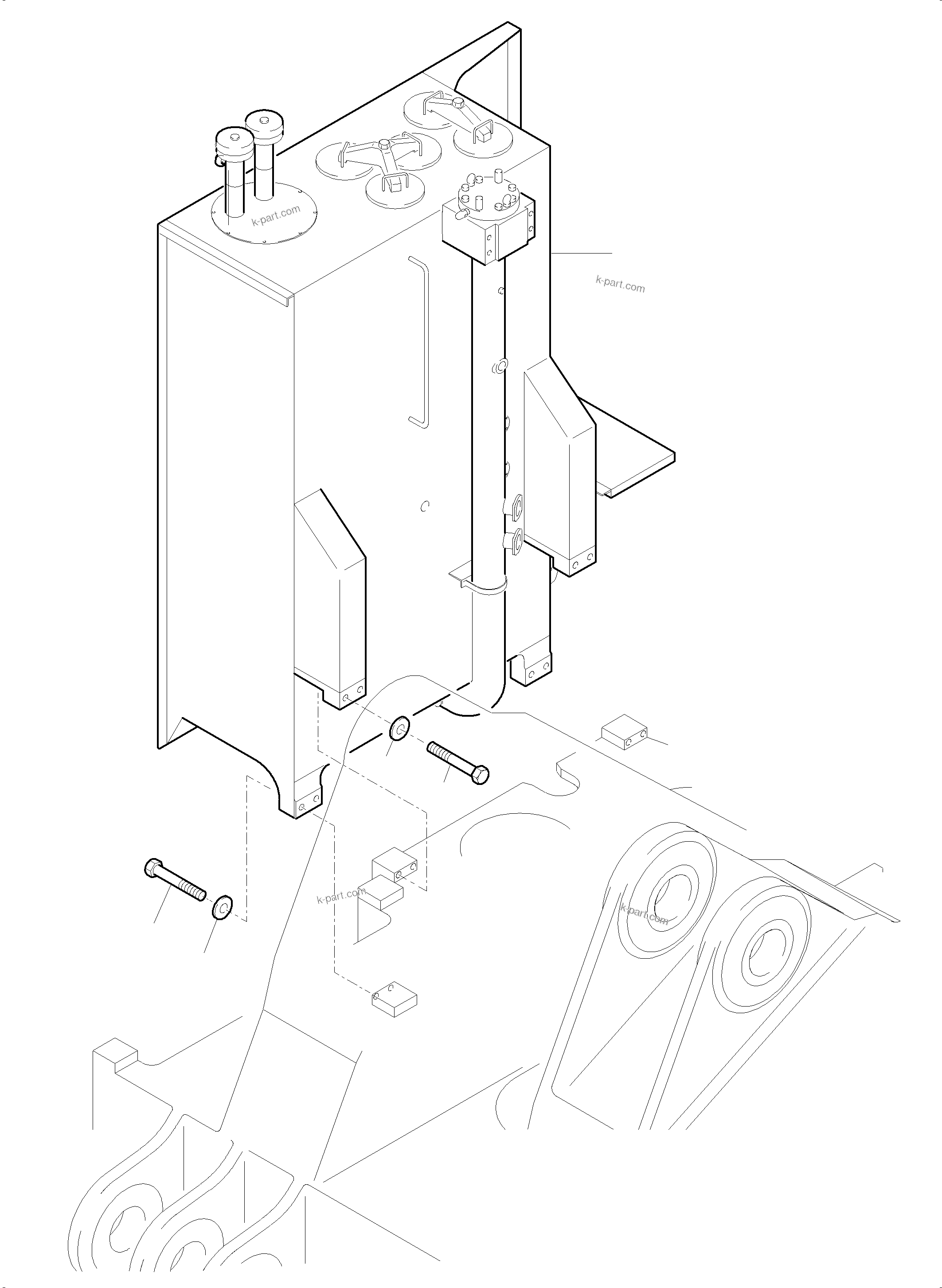 Komatsu parts book diagram for PC5500-6 S/N 15164: MAIN OIL TANK, MOUNTING