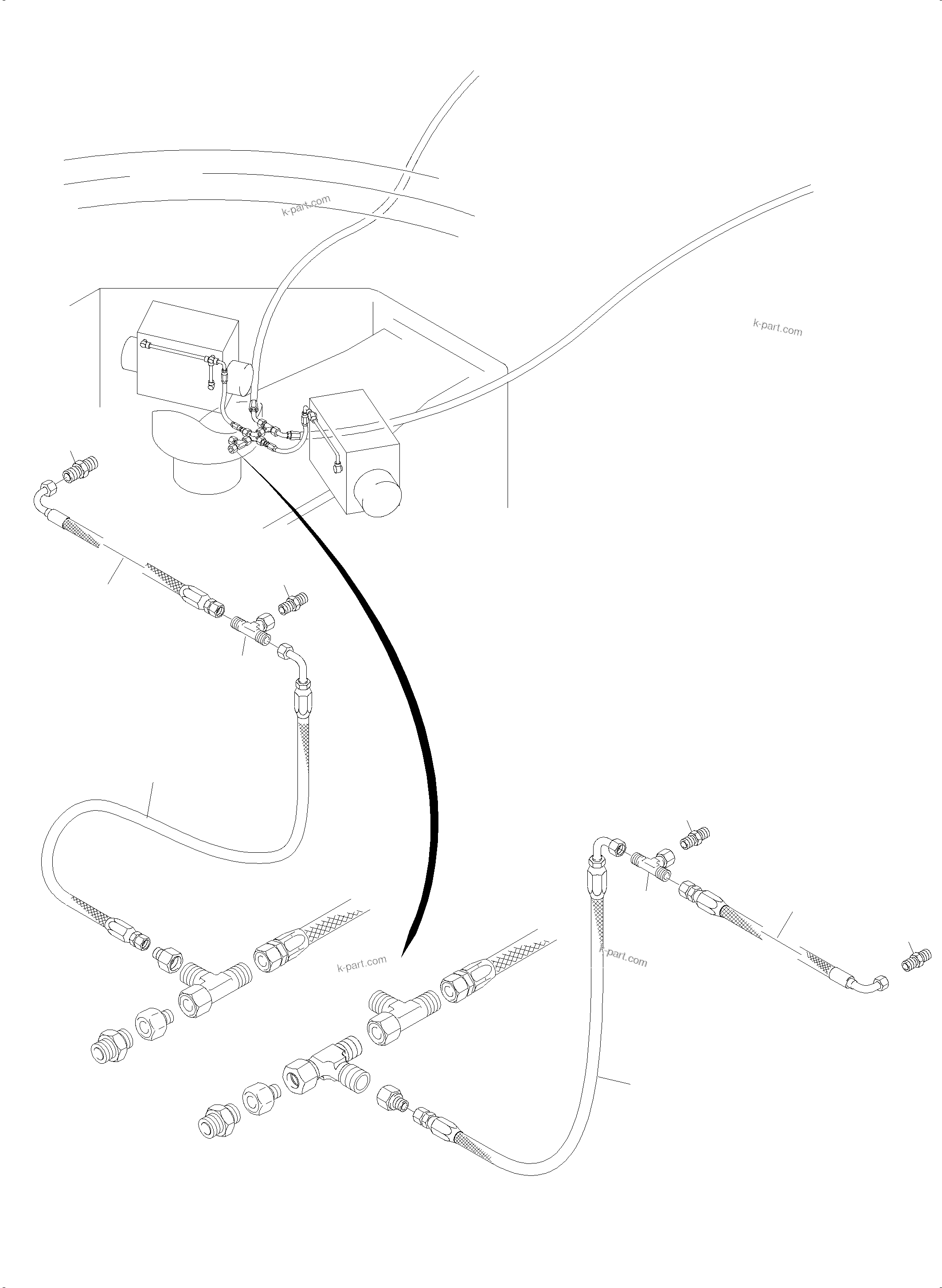 Komatsu parts book diagram for PC5500-6 S/N 15164: DRIVE MOTOR - LEAKAGELINES