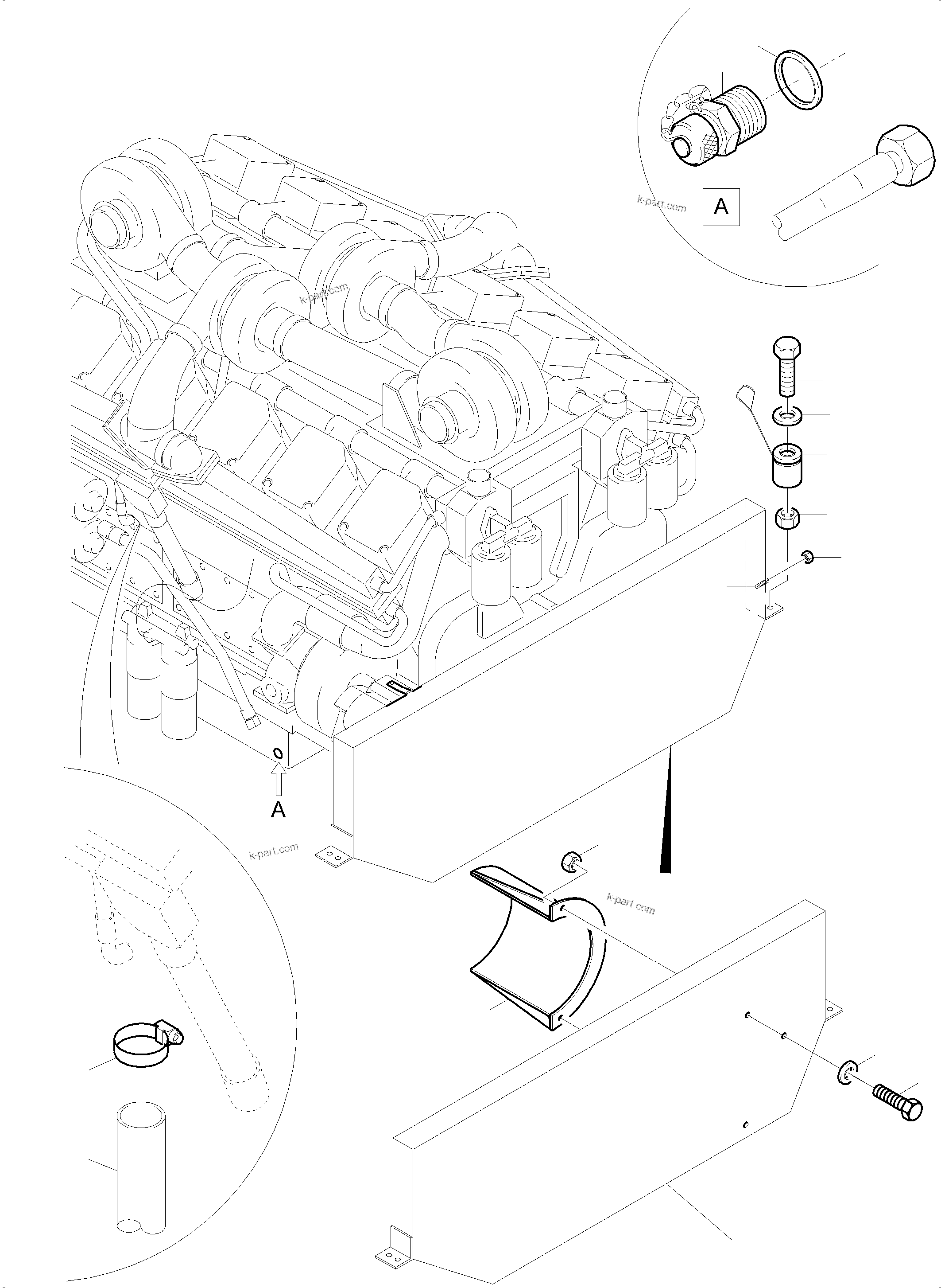 Komatsu parts book diagram for PC5500-6 S/N 15164: ENGINE ACCESSORIES