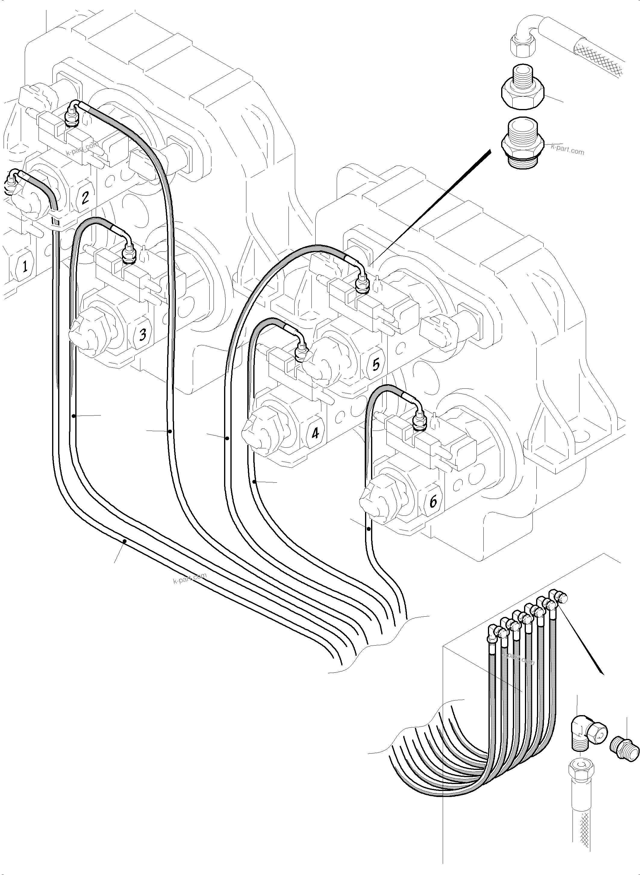 Komatsu parts book diagram for PC5500-6 S/N 15164: MAIN PUMP CONTROL