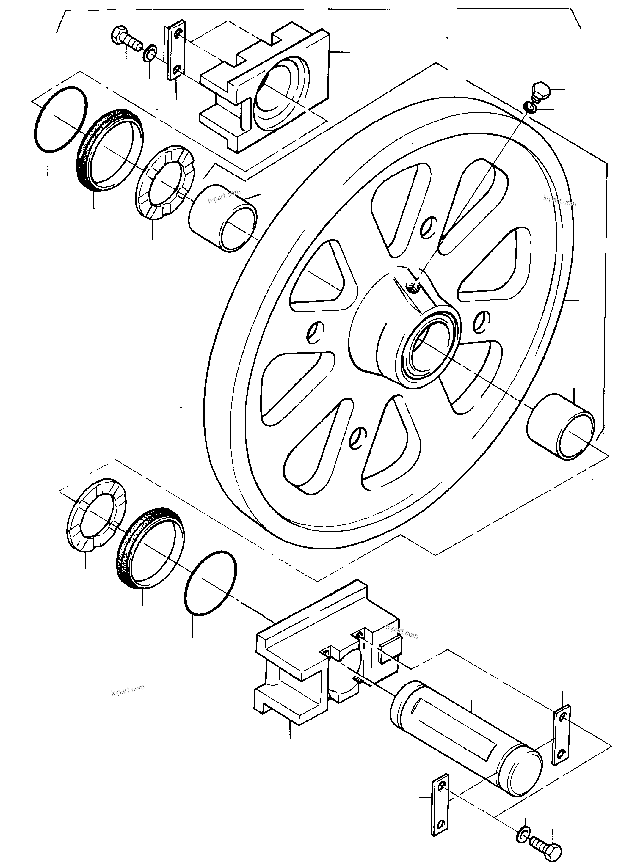 Komatsu parts book diagram for PC5500-6 S/N 15164: IDLER ASSY.