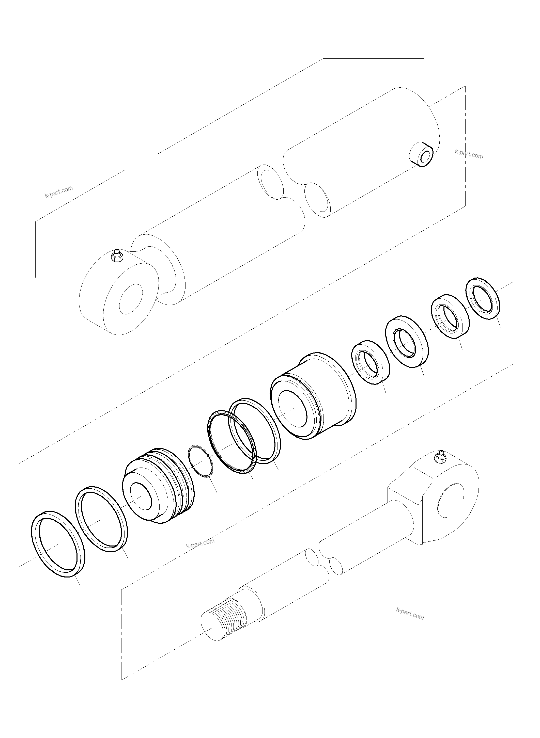 Komatsu parts book diagram for PC5500-6 S/N 15164: HYDRAULIC CYLINDER
