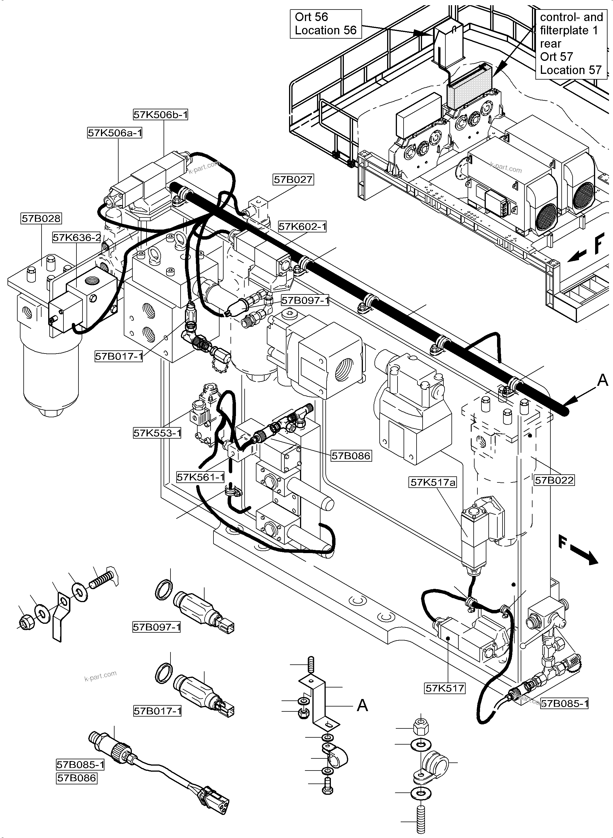 Komatsu parts book diagram for PC5500-6 S/N 15164: CONTROL- AND FILTER PLATES, ELECTRICS
