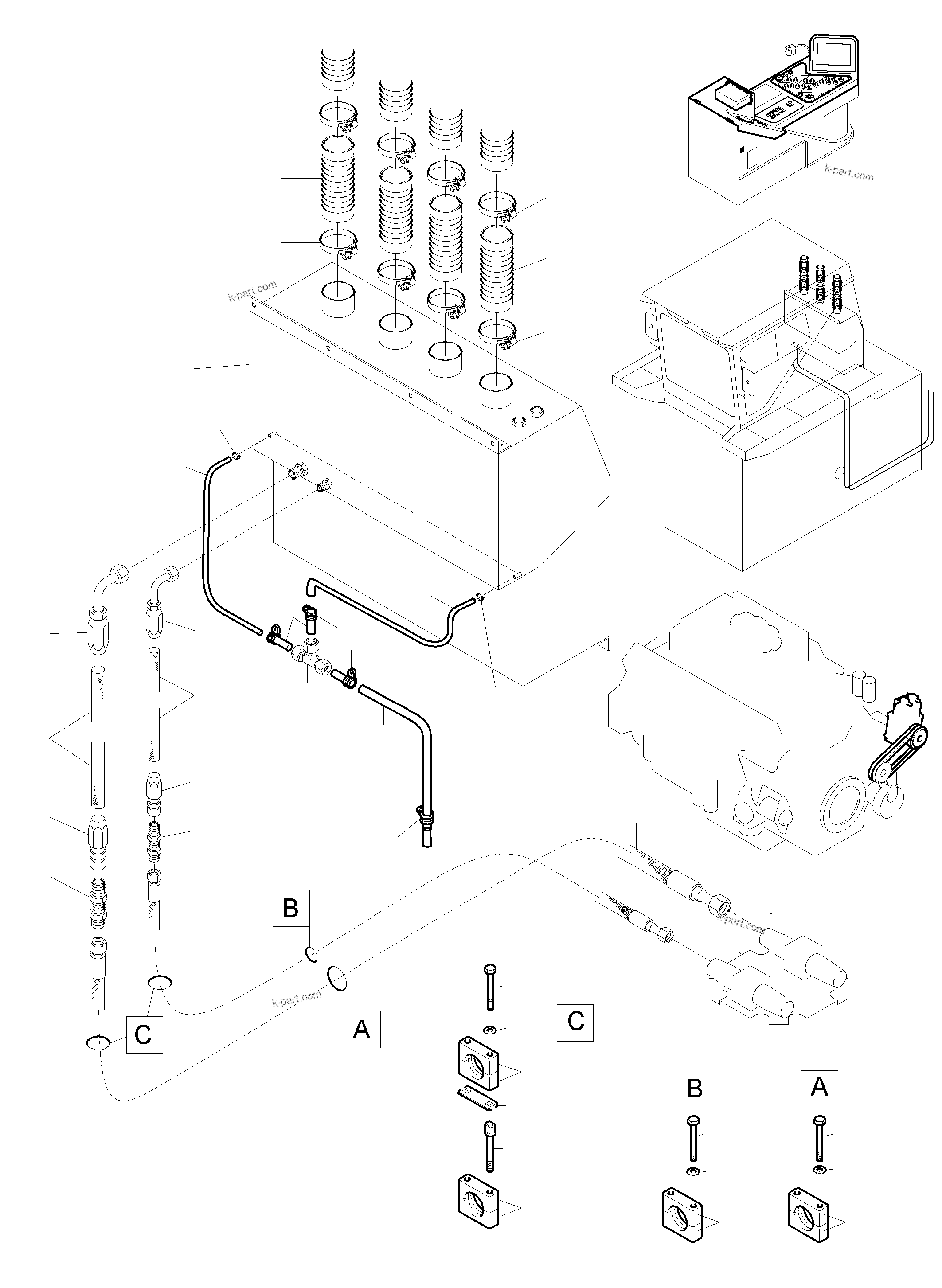 Komatsu parts book diagram for PC5500-6 S/N 15164: AIR CONDITION ARR.