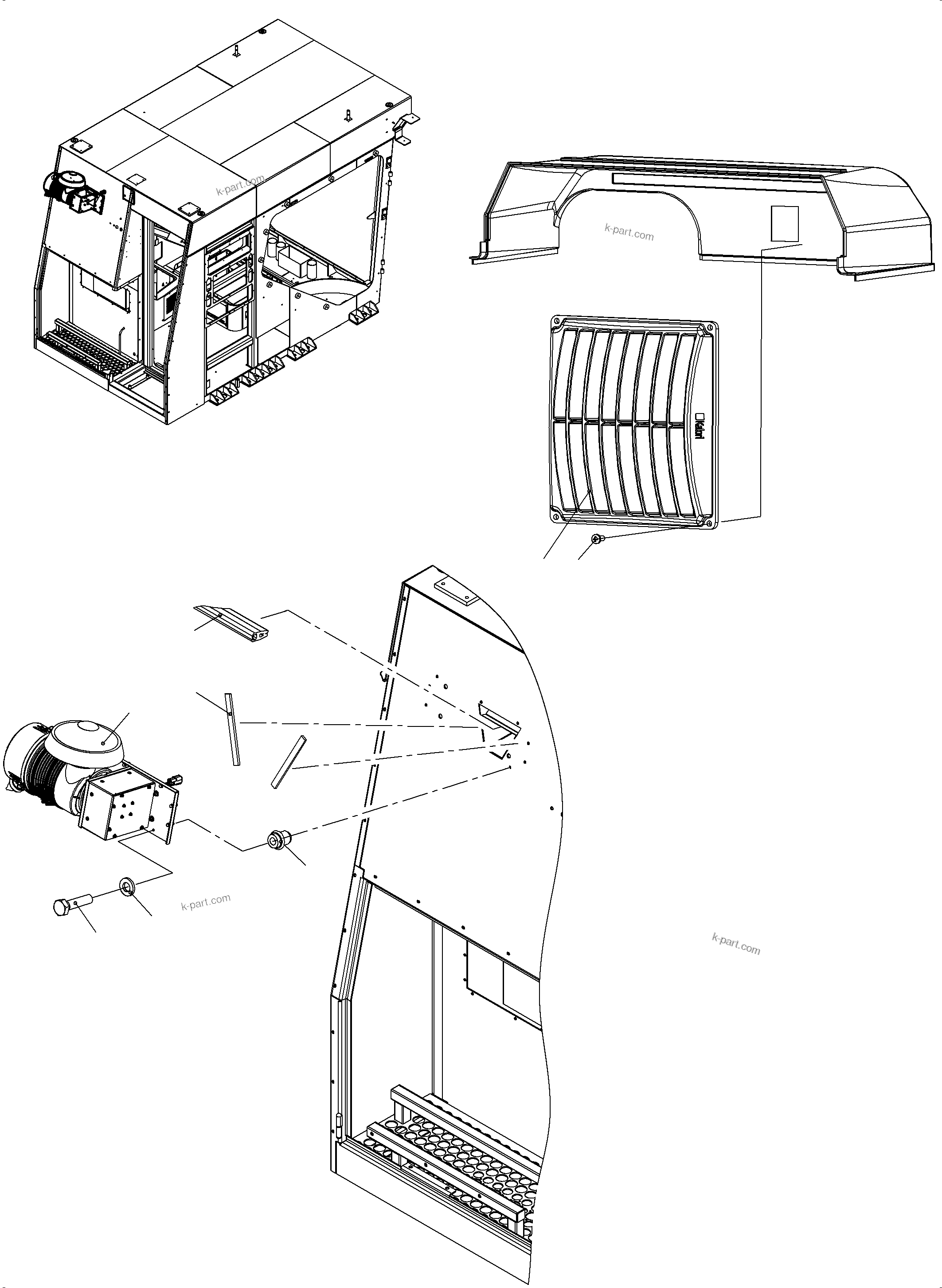 Komatsu parts book diagram for PC5500-6 S/N 15164: VENTILATION SYSTEM ARR.