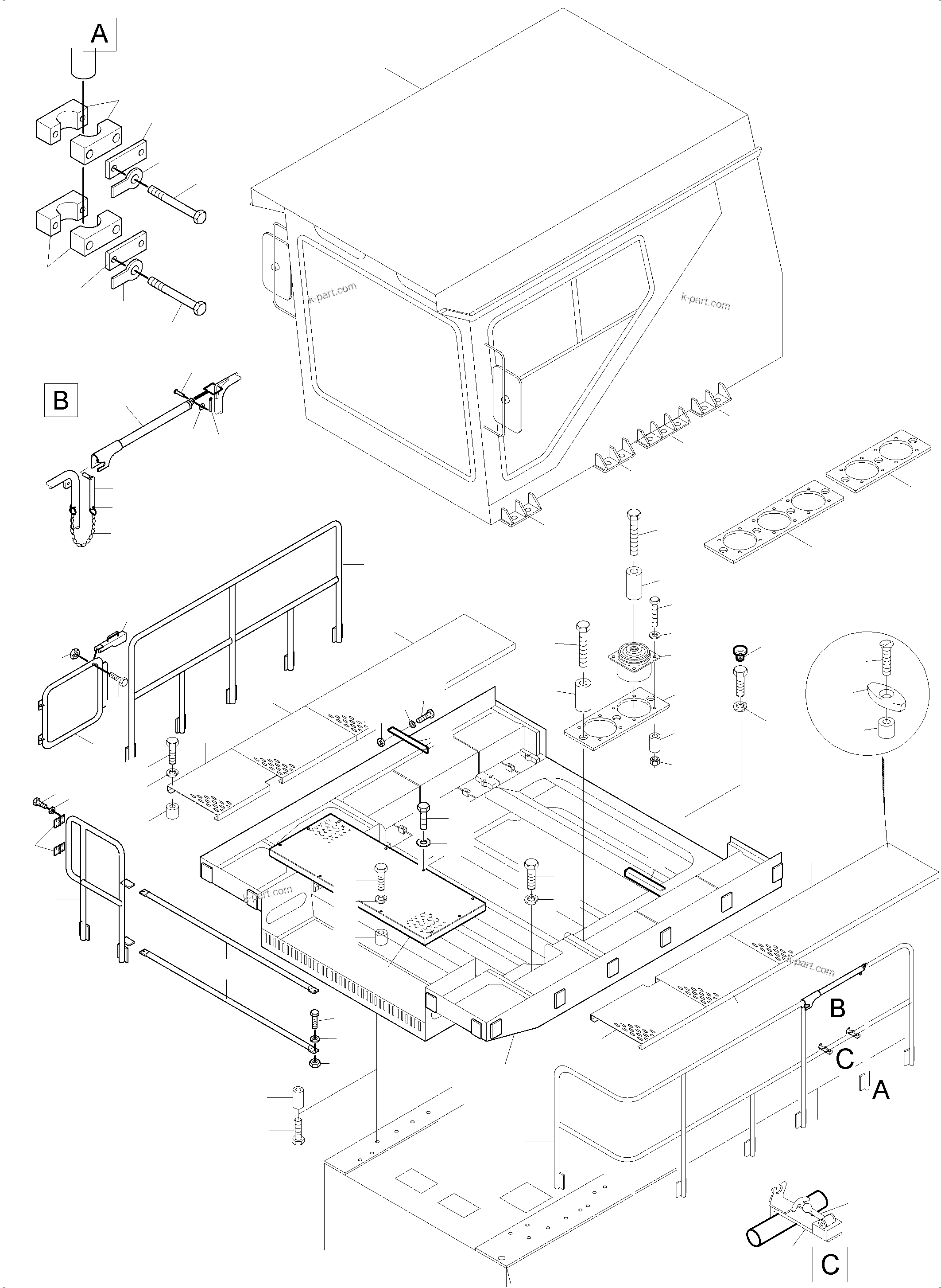 Komatsu parts book diagram for PC5500-6 S/N 15164: OPERATORґS CAB ARR.