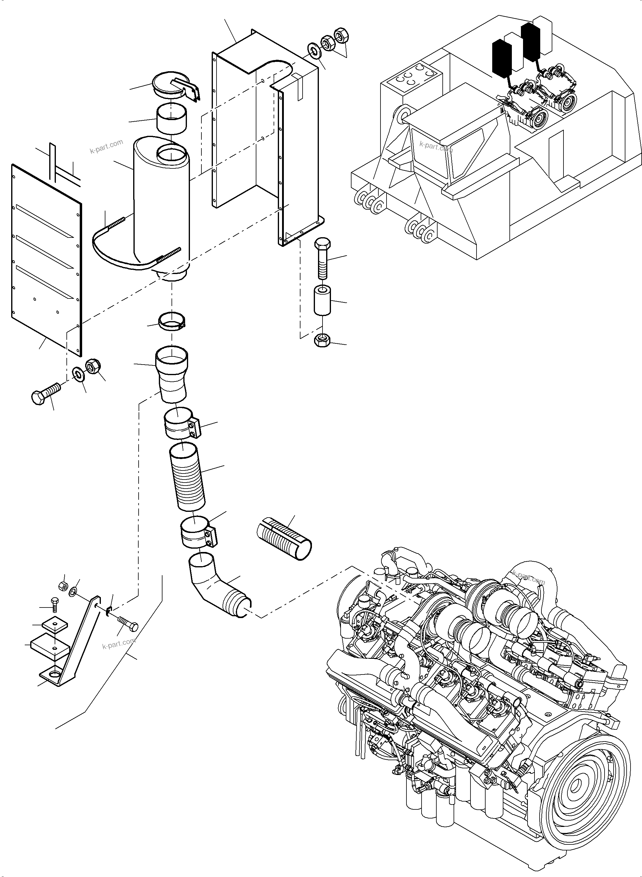 Komatsu parts book diagram for PC5500-6 S/N 15164: EXHAUST SYSTEM