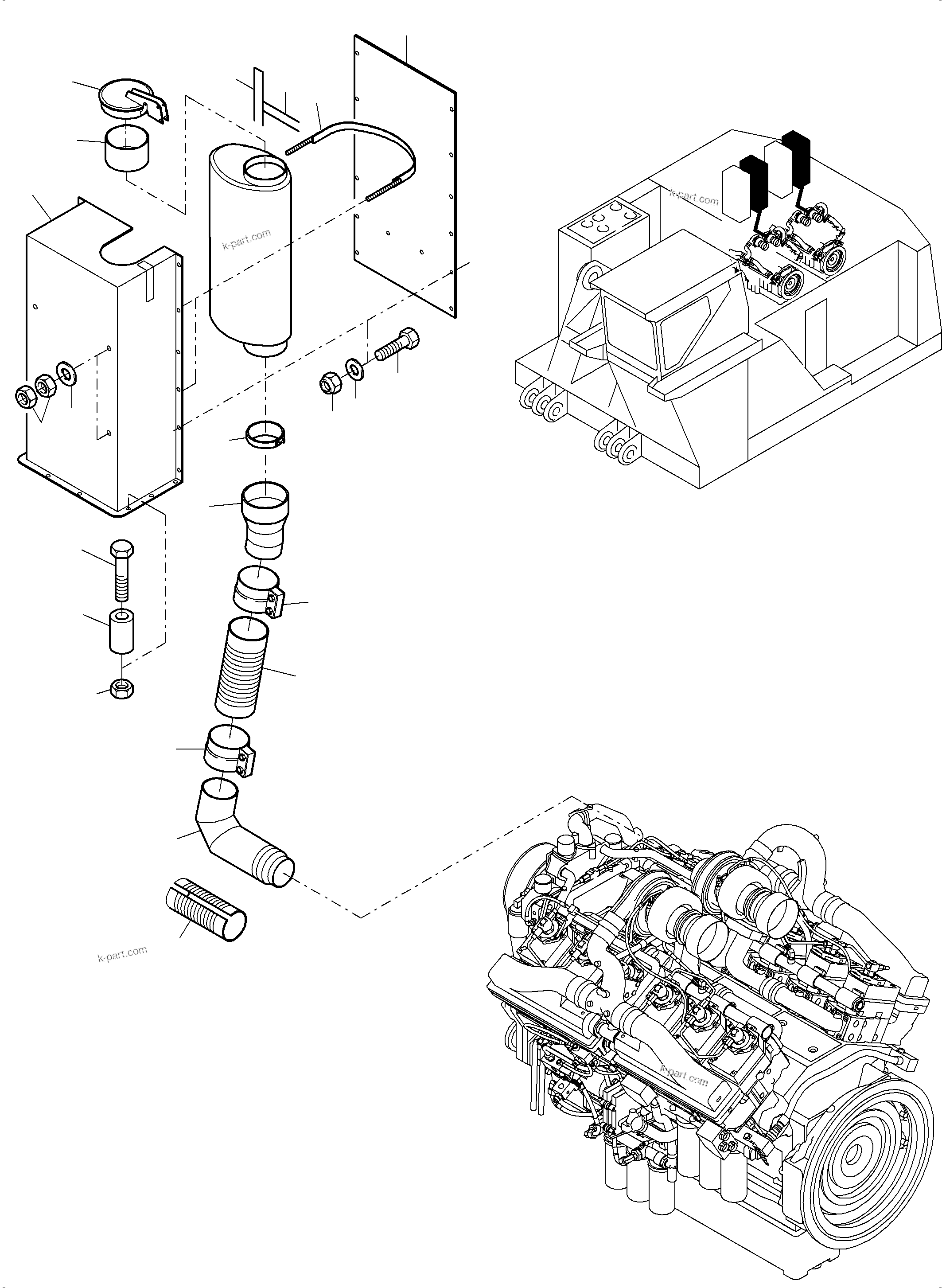 Komatsu parts book diagram for PC5500-6 S/N 15164: EXHAUST SYSTEM