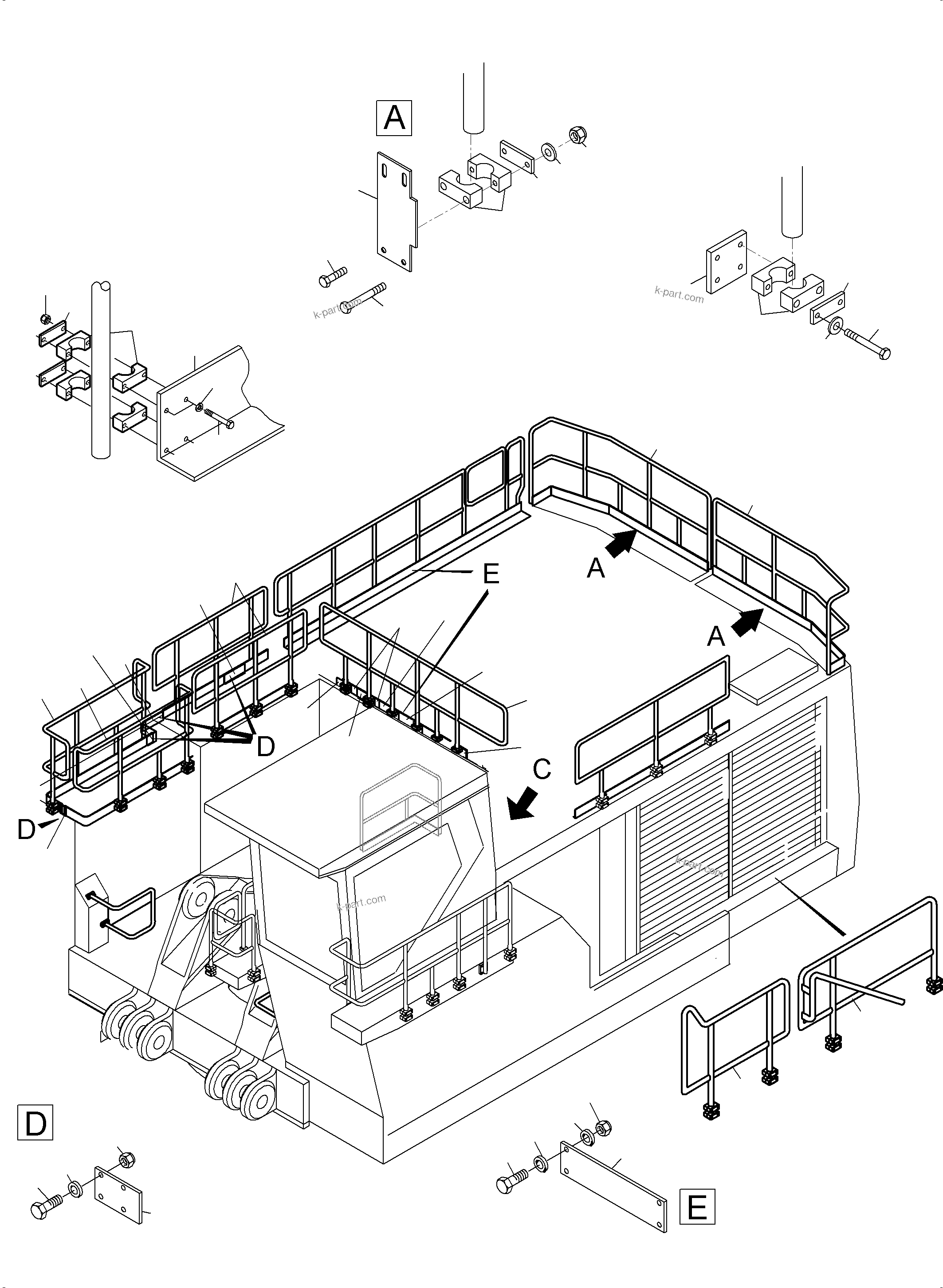 Komatsu parts book diagram for PC5500-6 S/N 15164: RAILS