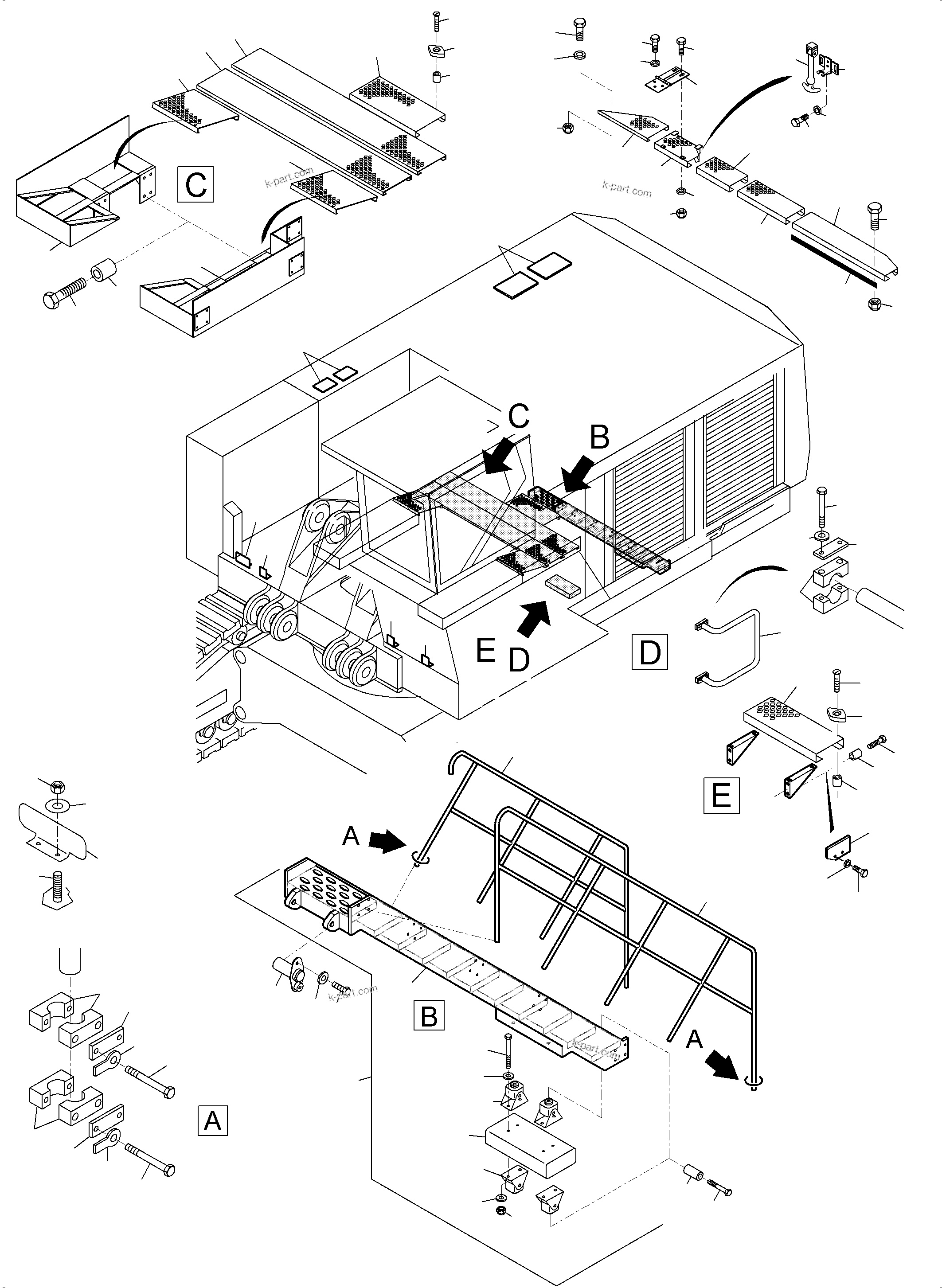 Komatsu parts book diagram for PC5500-6 S/N 15164: RAILS