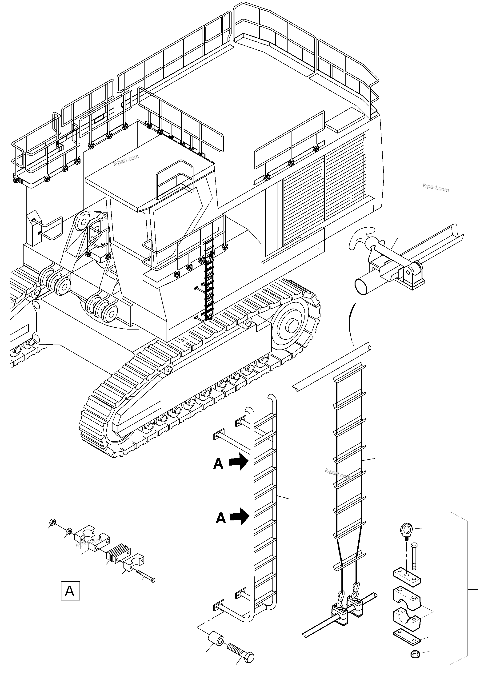 Komatsu parts book diagram for PC5500-6 S/N 15164: RAILS