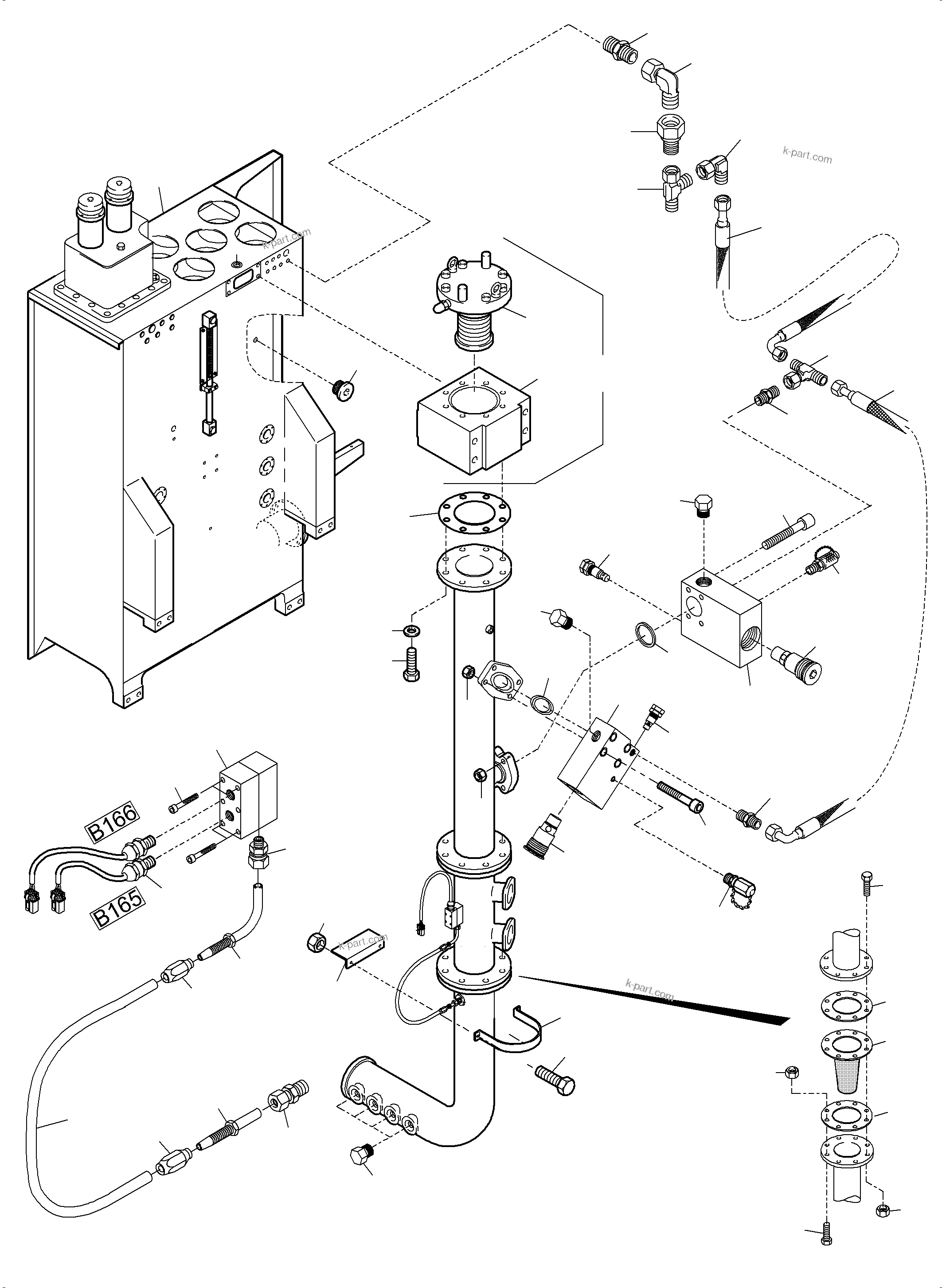 Komatsu parts book diagram for PC5500-6 S/N 15164: MAIN OIL TANK