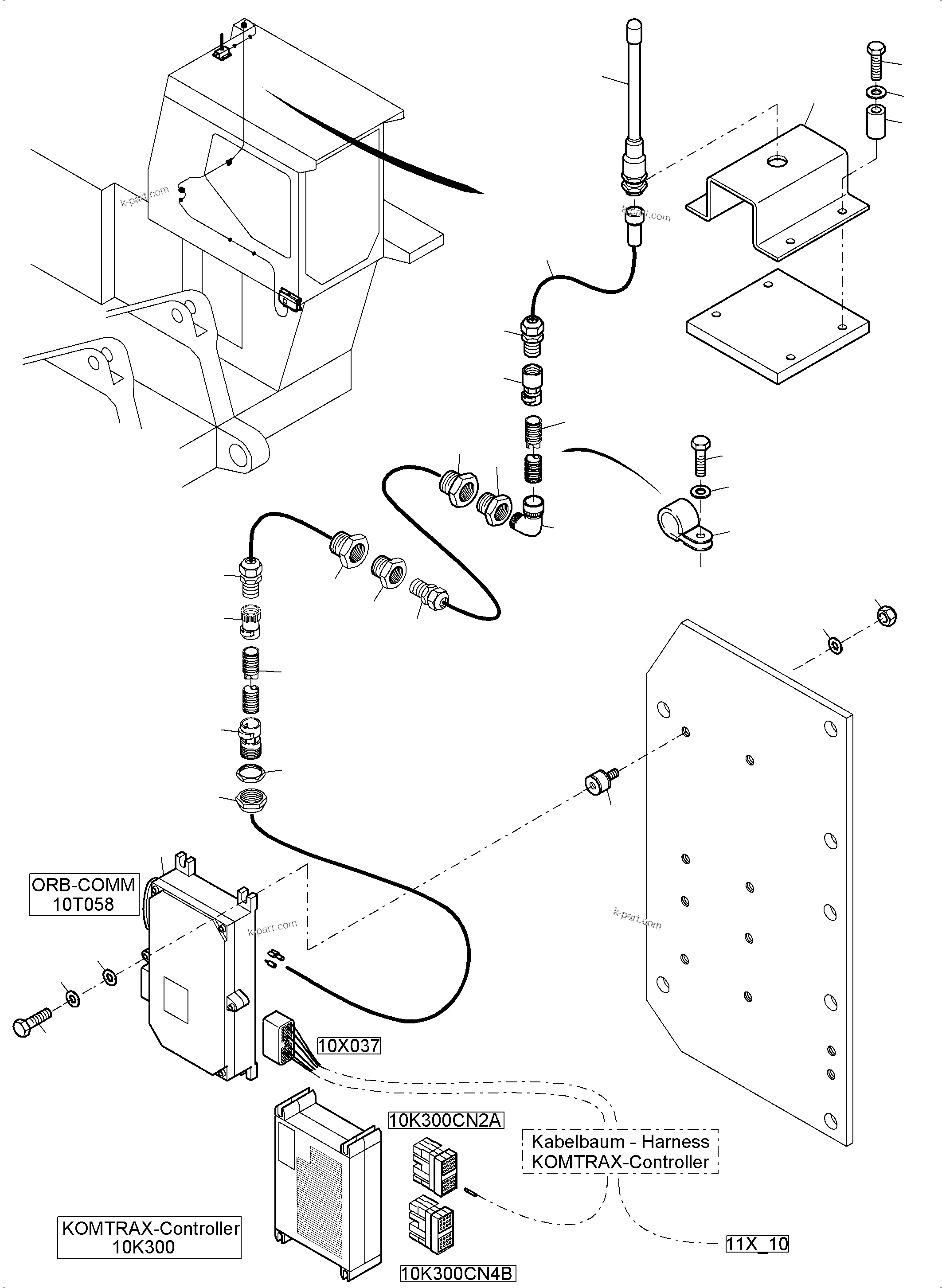 Komatsu parts book diagram for PC5500-6 S/N 15164: ORBCOMM - GPS - OPTIONAL ARRANGEMENT