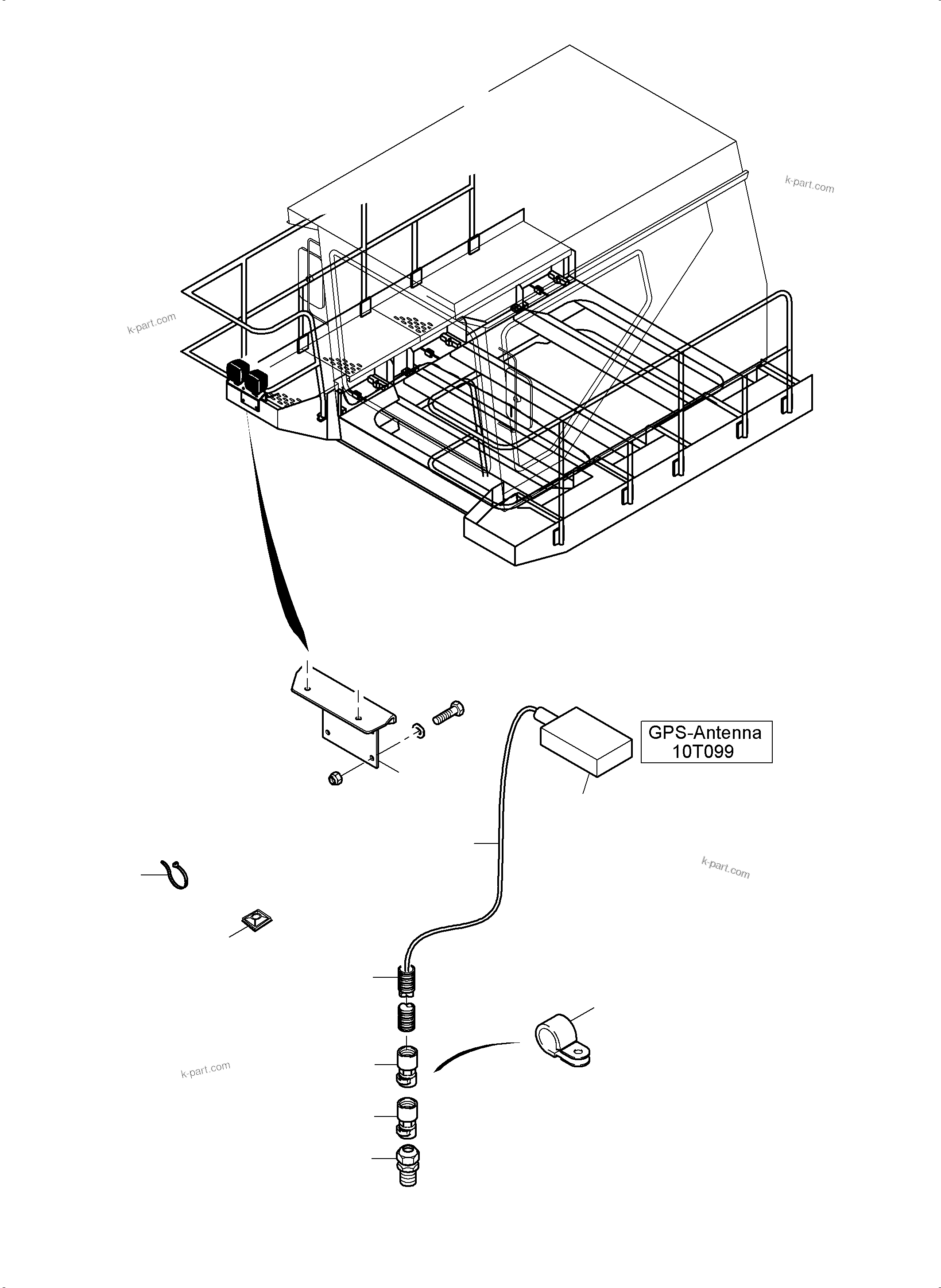 Komatsu parts book diagram for PC5500-6 S/N 15164: ORBCOMM - GPS - OPTIONAL ARRANGEMENT