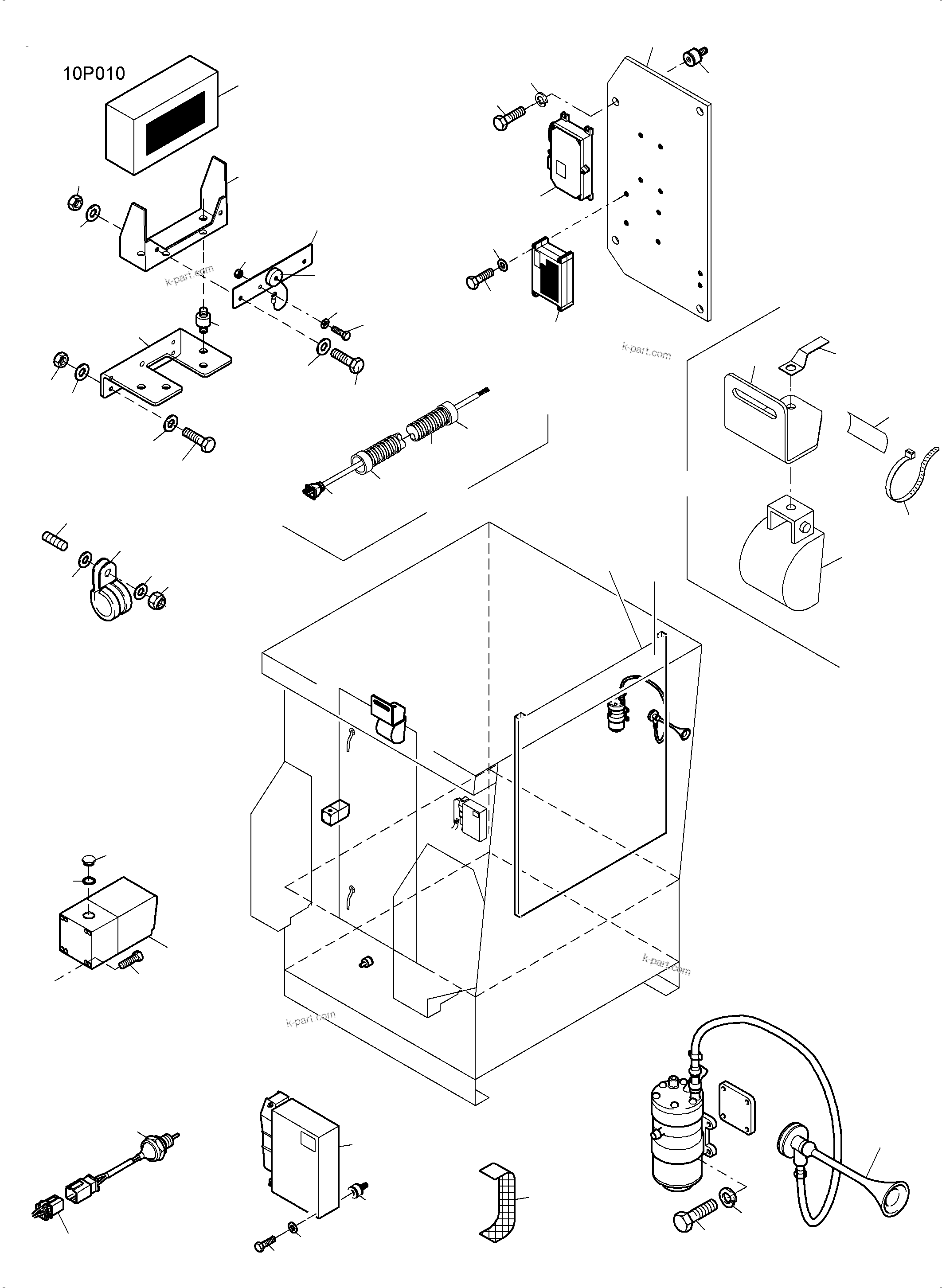Komatsu parts book diagram for PC5500-6 S/N 15164: ELECTRIC - CAB SUPPORT AND INTERMEDIATE LANDING