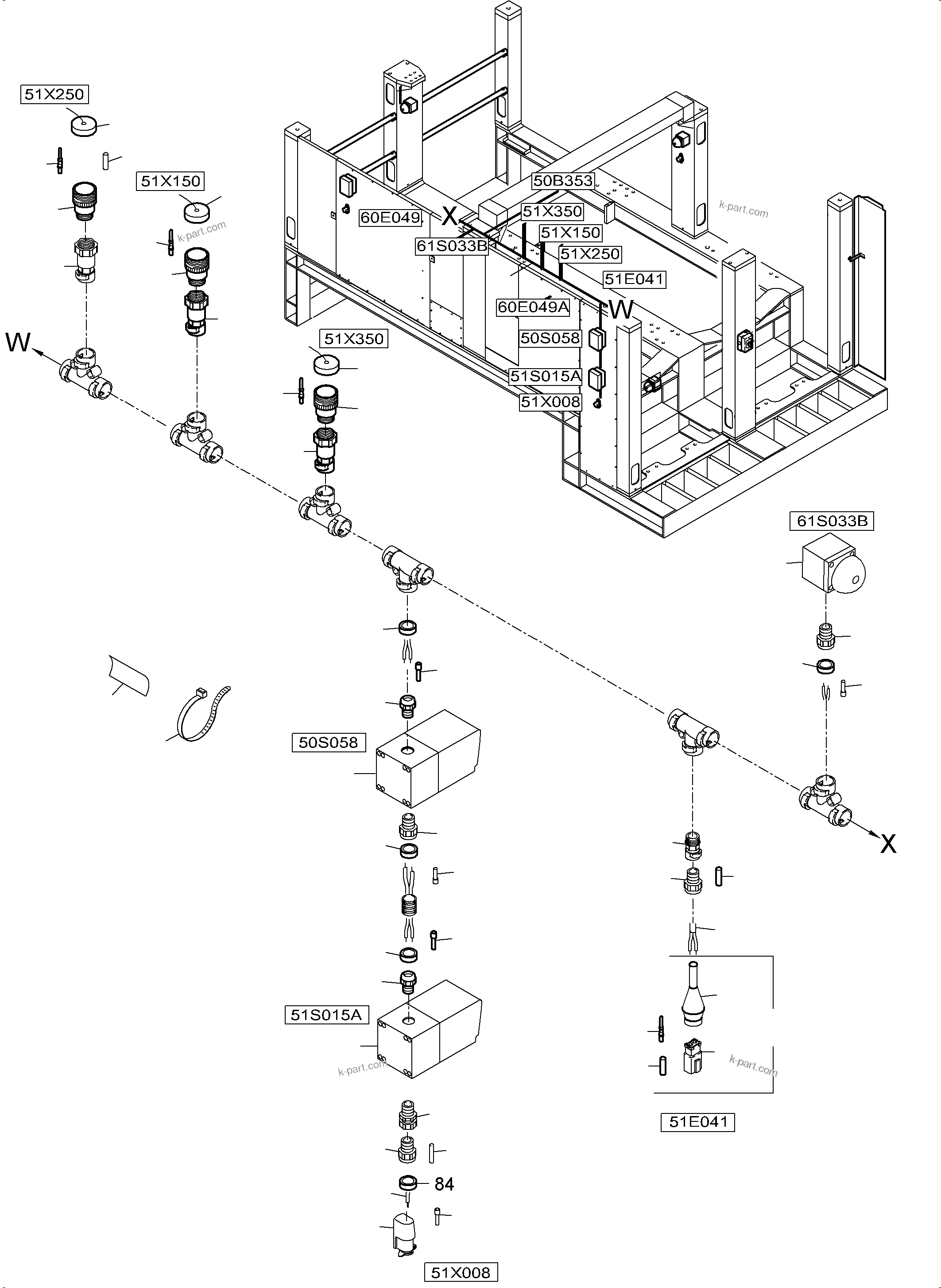 Komatsu parts book diagram for PC5500-6 S/N 15164: MACHINERY HOUSE ELECTRIC - ROOF AND DRIVE FRAME