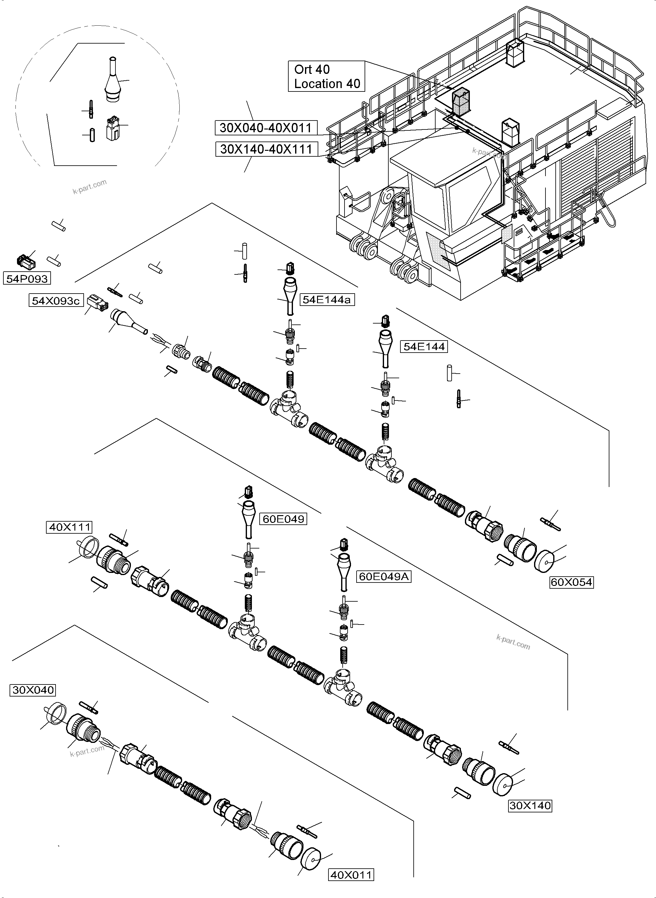 Komatsu parts book diagram for PC5500-6 S/N 15164: MACHINERY HOUSE ELECTRIC - ROOF AND DRIVE FRAME