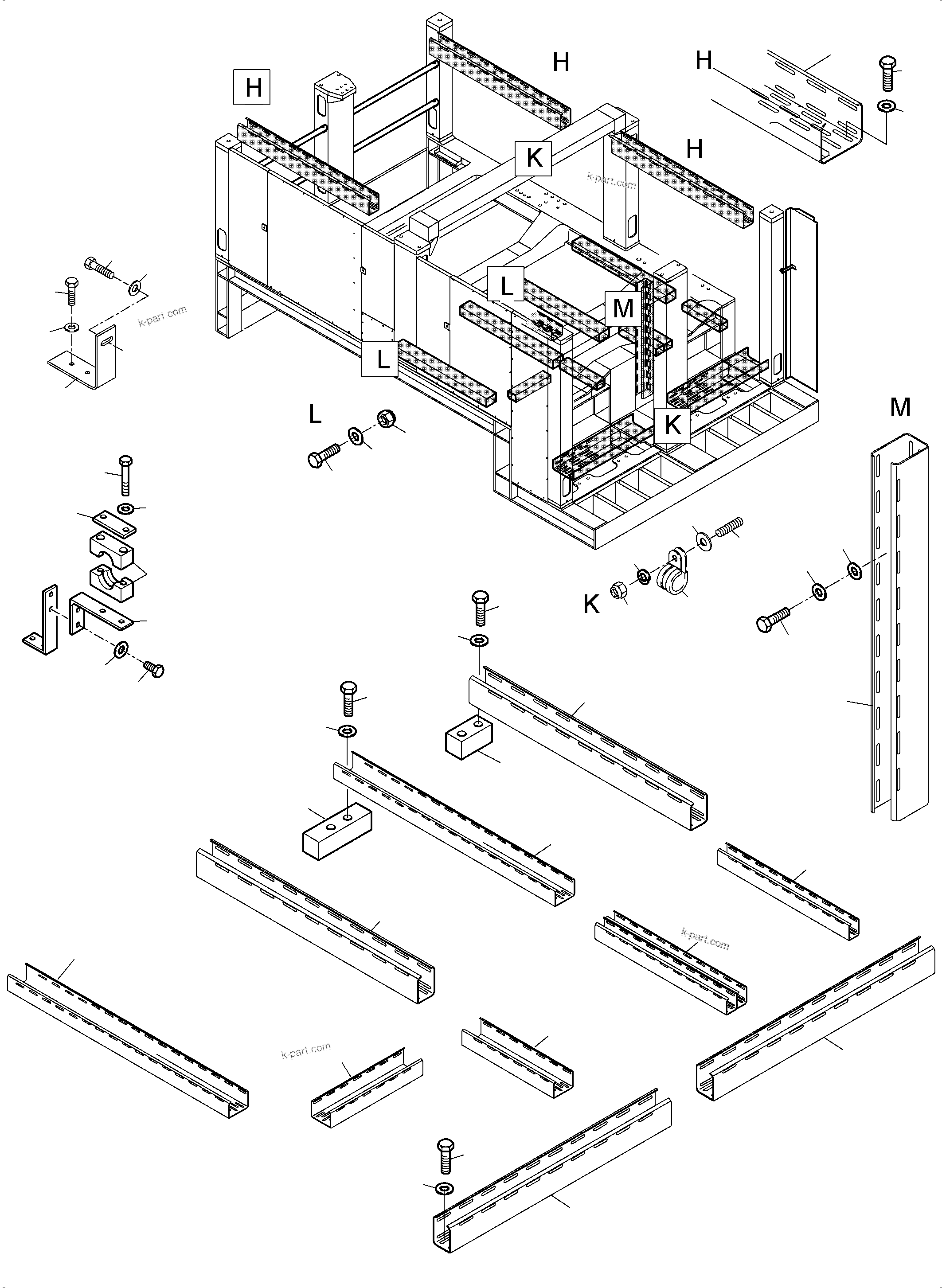 Komatsu parts book diagram for PC5500-6 S/N 15164: MACHINERY HOUSE ELECTRIC - ROOF AND DRIVE FRAME
