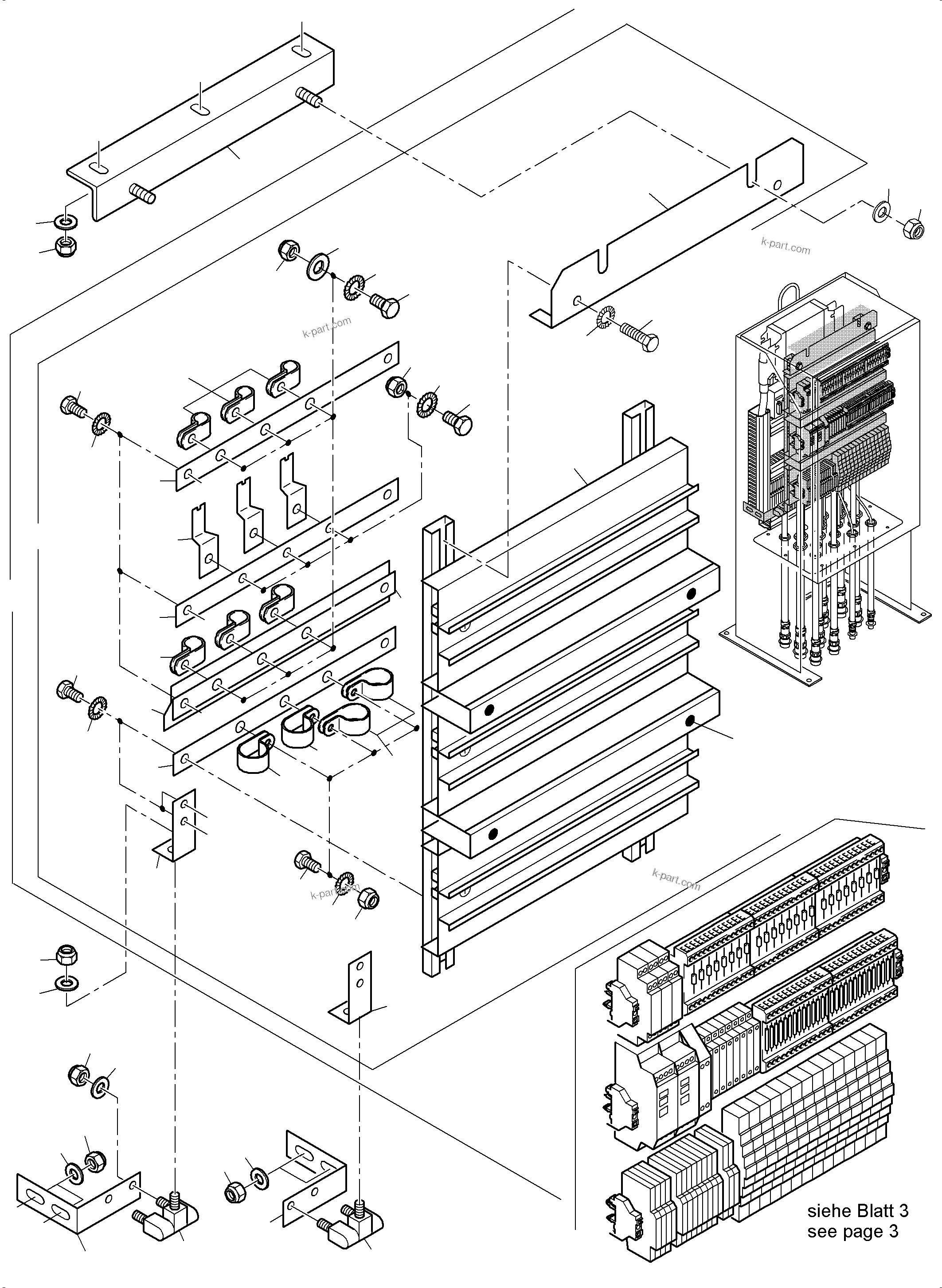 Komatsu parts book diagram for PC5500-6 S/N 15164: SWITCH CABINET LOCATION 51